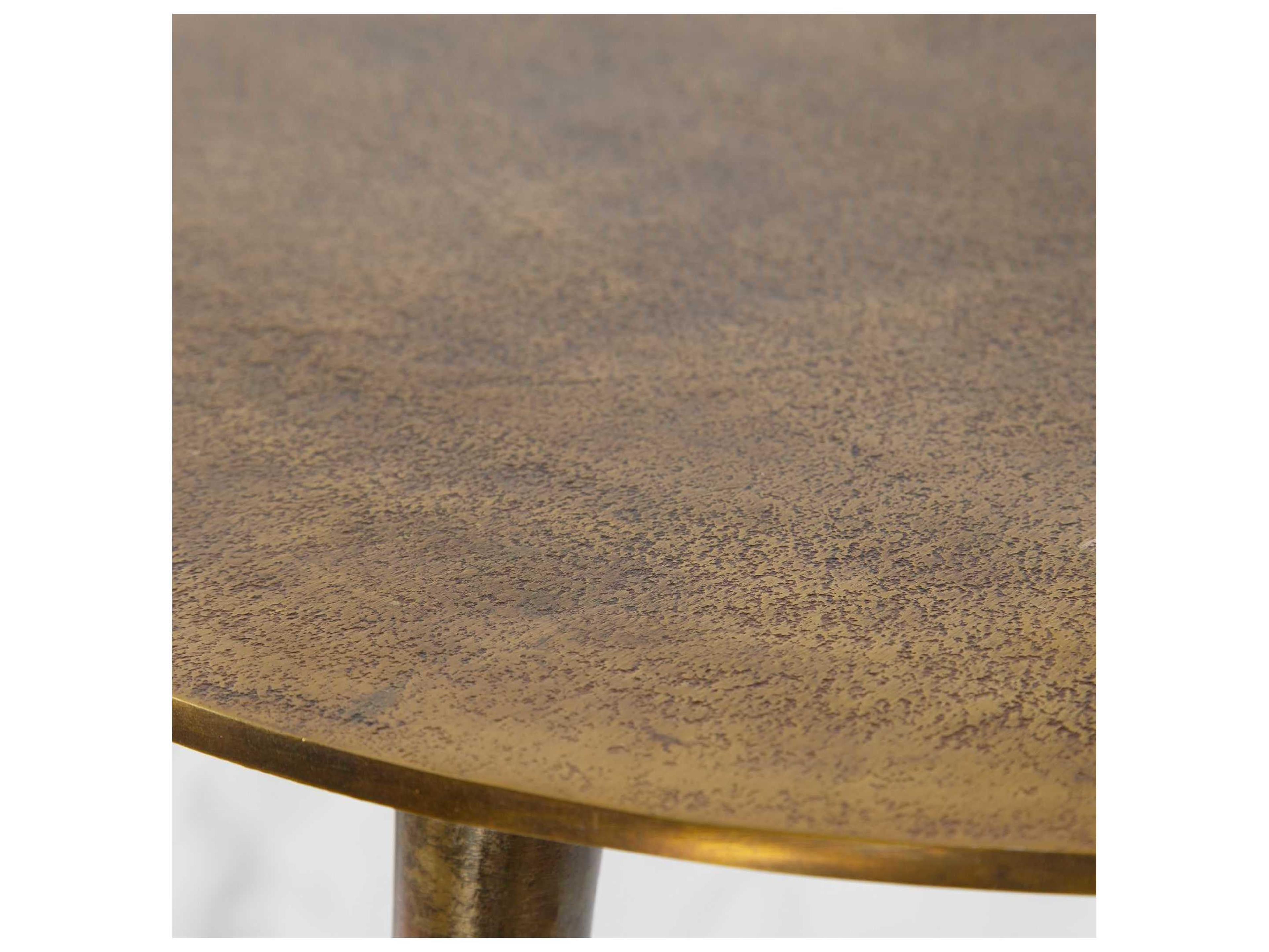 Uttermost Kasai Round Metal Antique Gold End Table