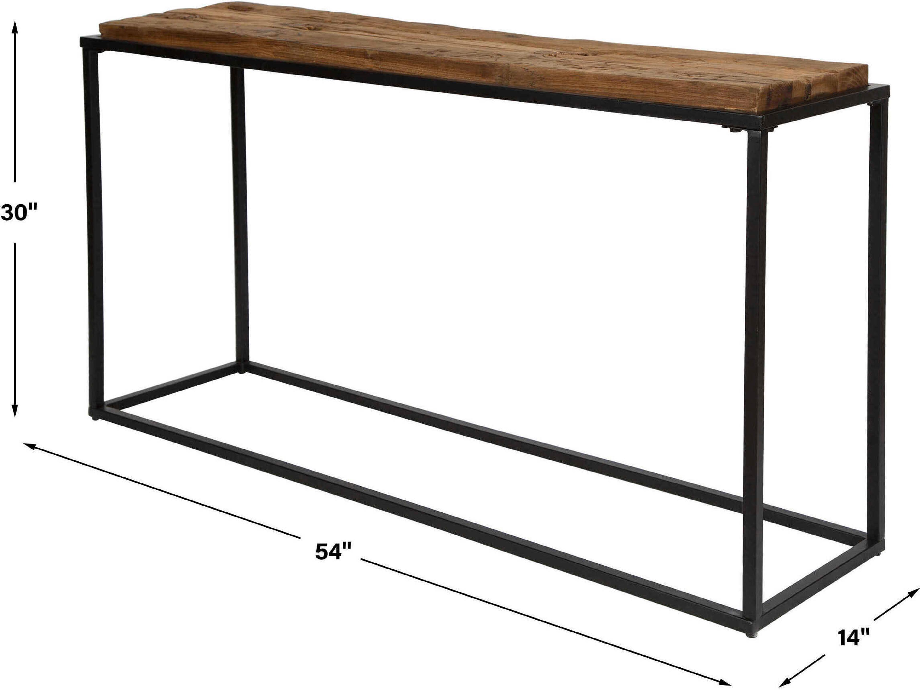 Uttermost Holston Salvaged Wood Rectangular Natural Satin Black Console Table