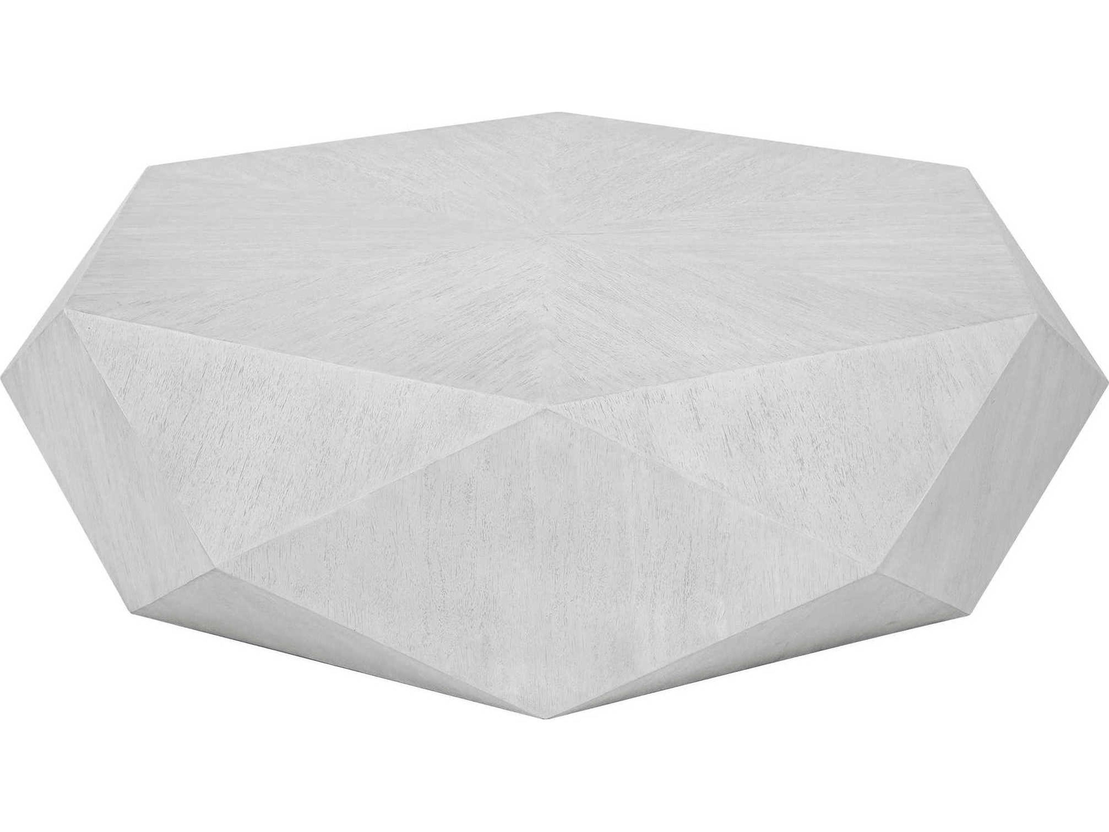 Volker Hexagon Wood White Ceruse Coffee Table