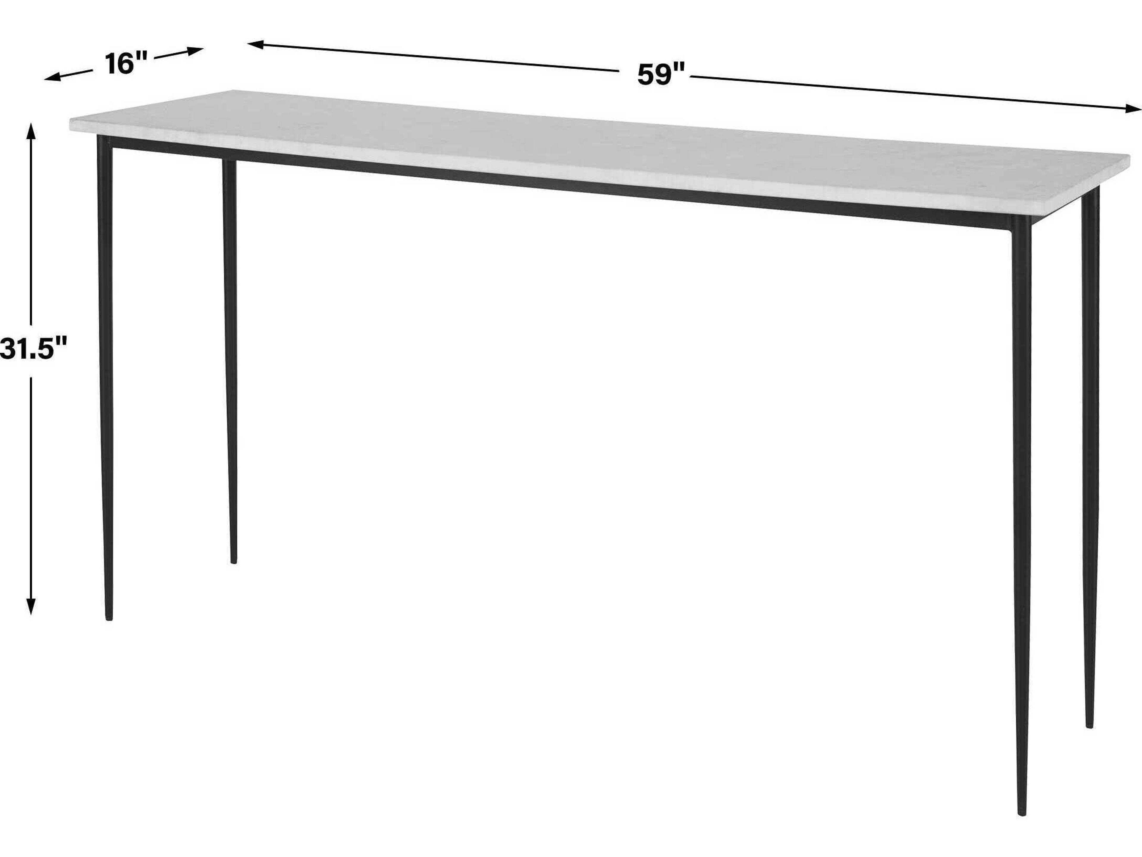 Uttermost Nightfall Rectangular White Marble Satin Black Console Table