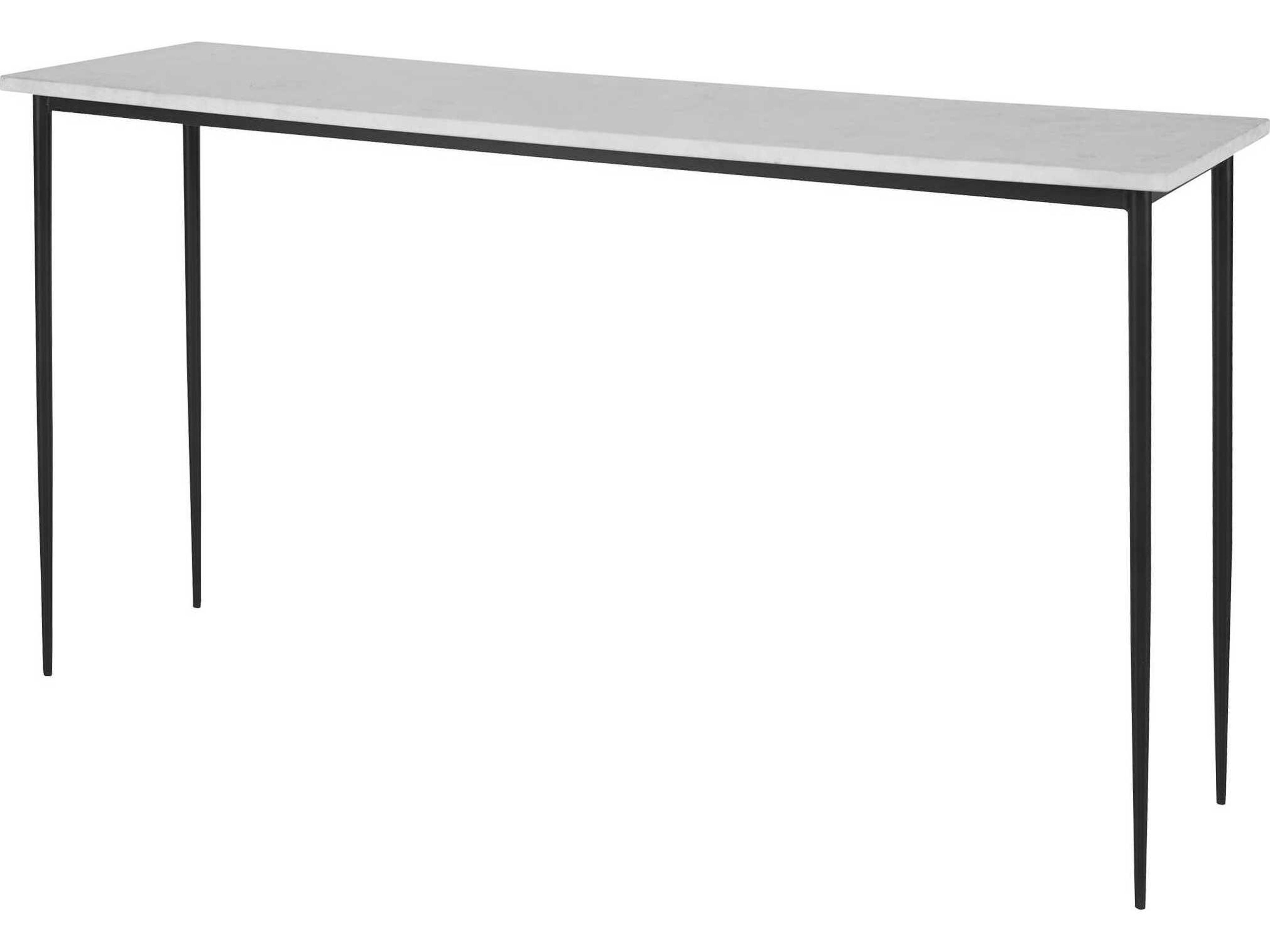Uttermost Nightfall Rectangular White Marble Satin Black Console Table