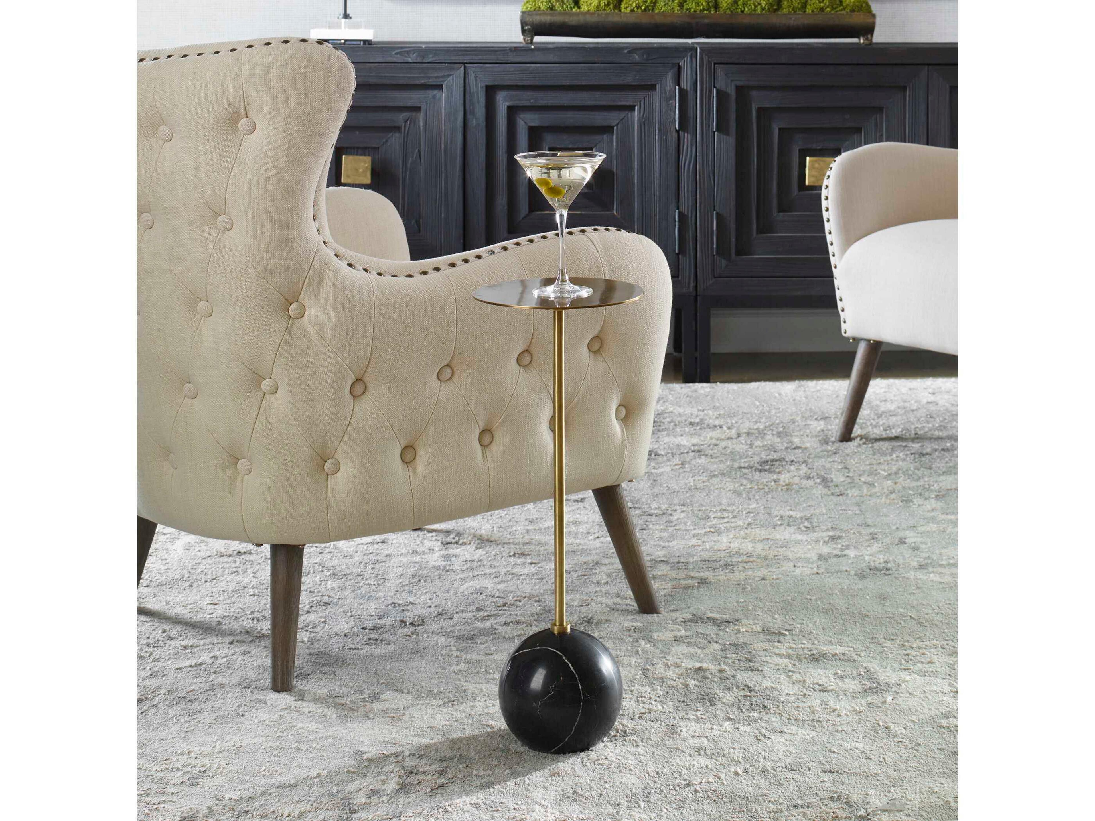 Uttermost Gimlet 8" Round Metal Brushed Brass End Table