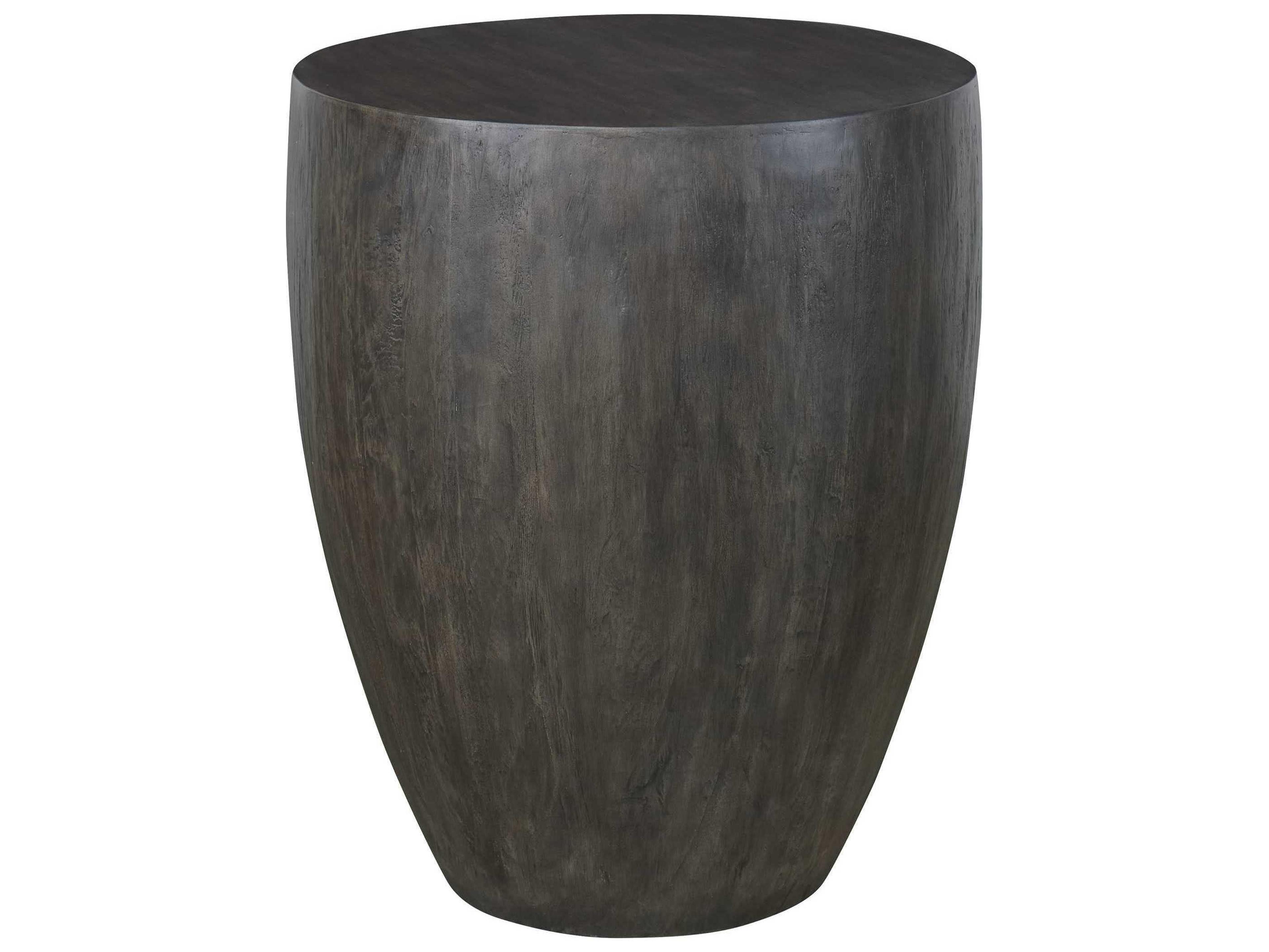 Lark Round Wood Aged Walnut End Table