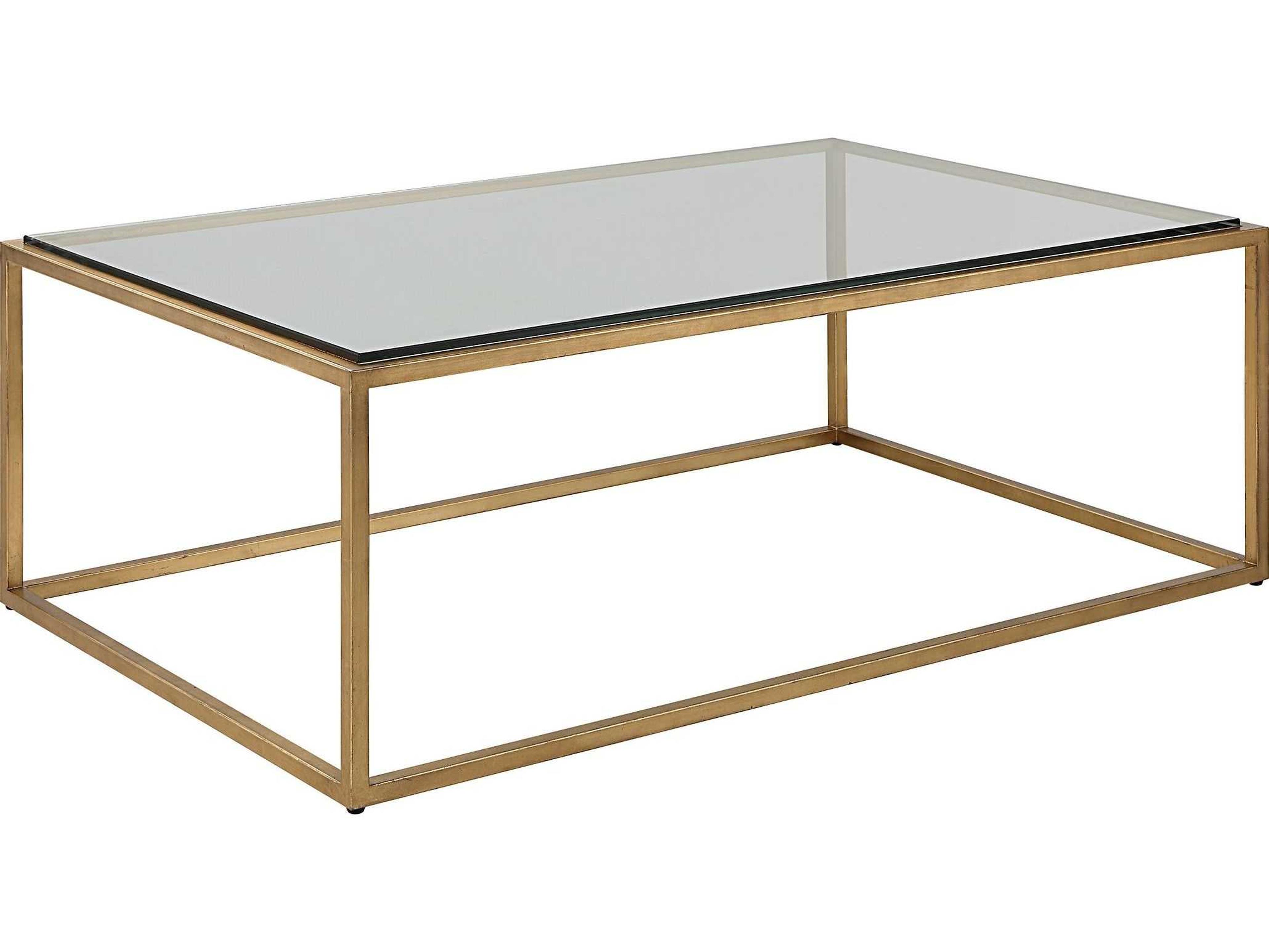 Uttermost Bravura Rectangular Glass Brushed Gold Leaf Coffee Table