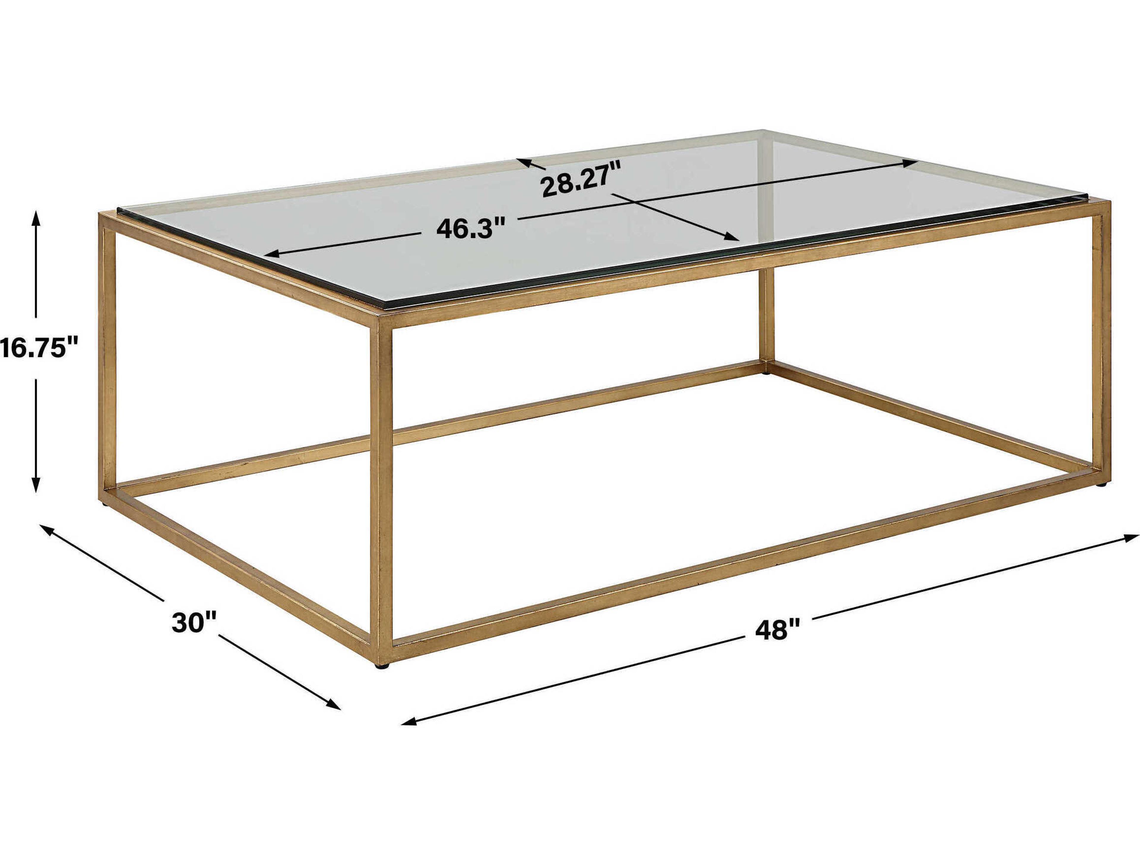 Uttermost Bravura Rectangular Glass Brushed Gold Leaf Coffee Table