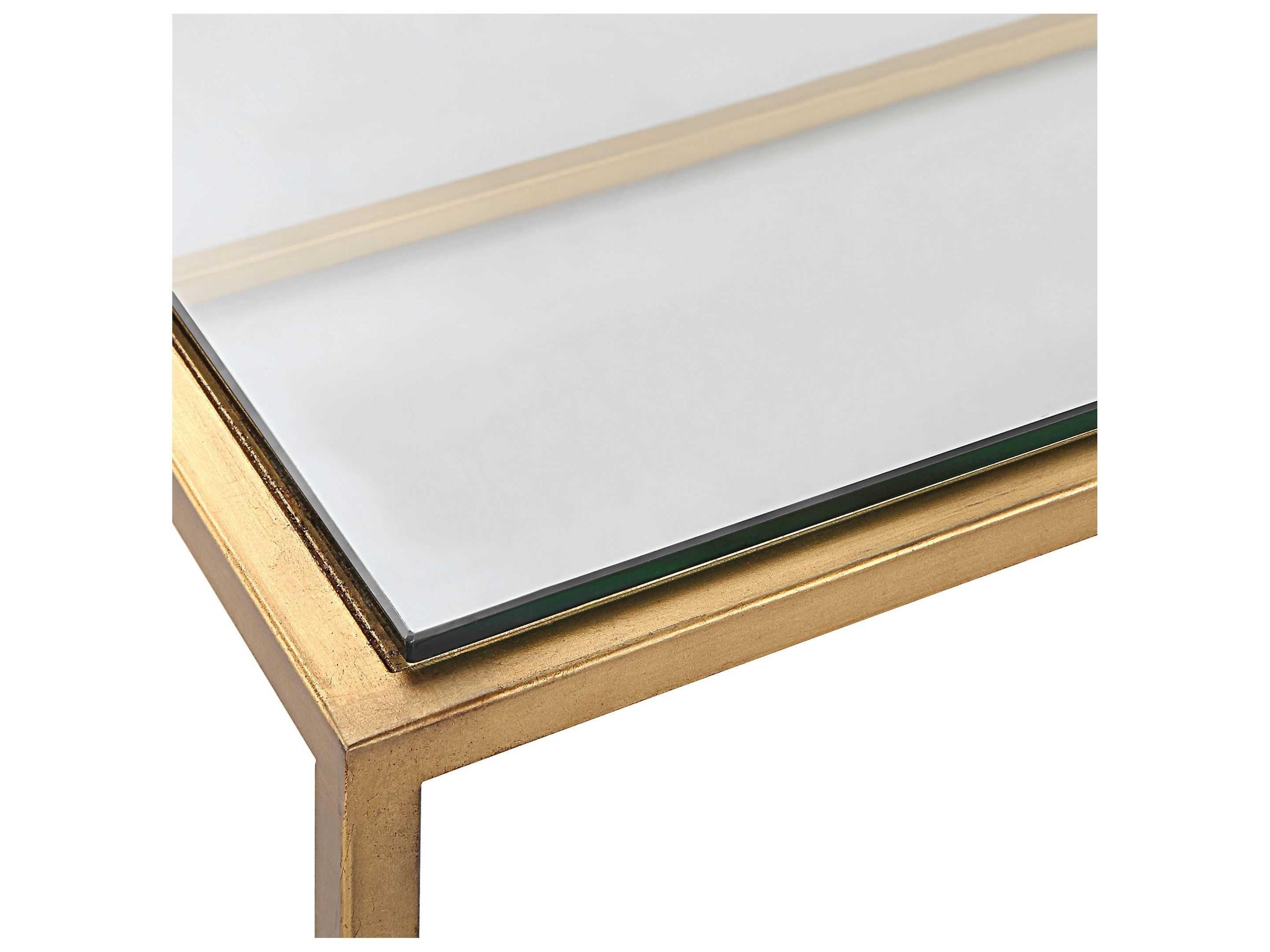 Uttermost Bravura Rectangular Glass Brushed Gold Leaf Coffee Table
