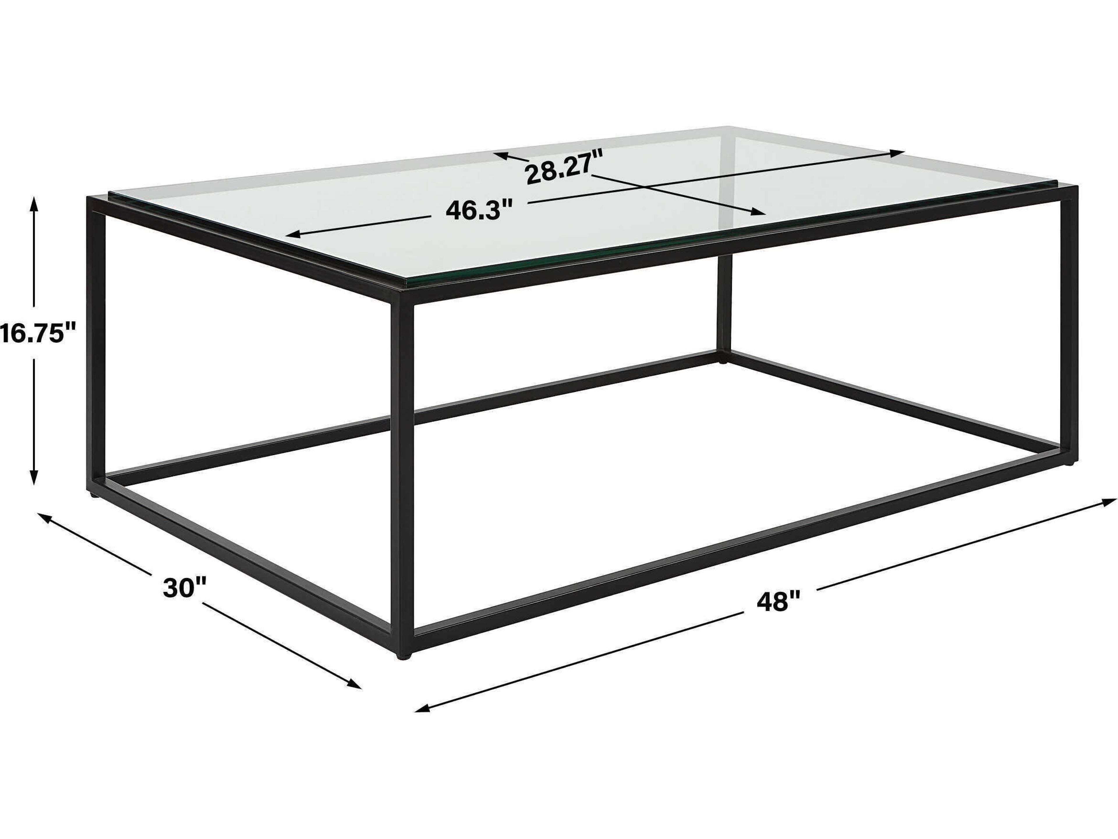 Uttermost Bravura Rectangular Glass Satin Black Coffee Table