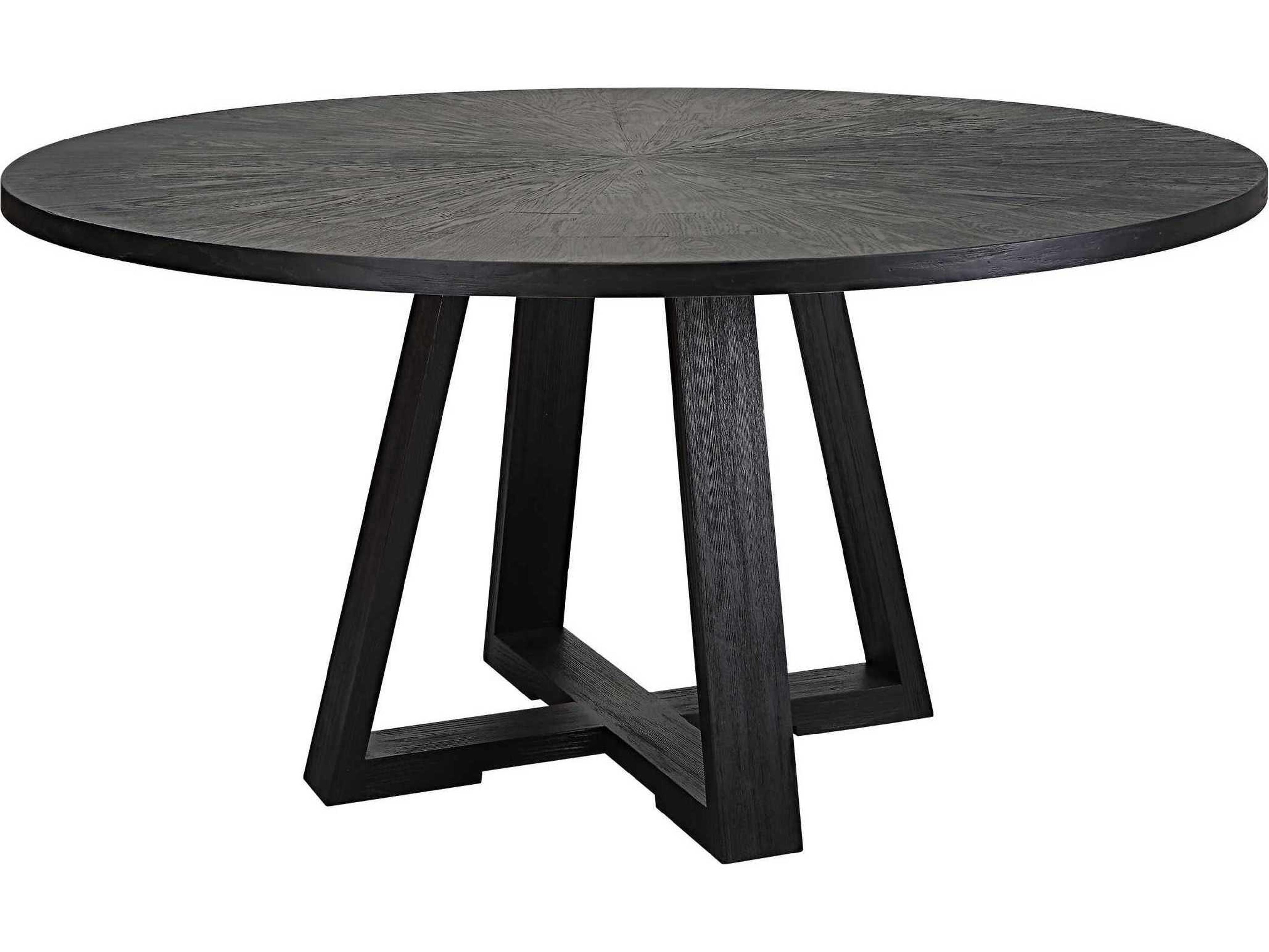 Gidran Round Wood Rich Charcoal Black Dining Table