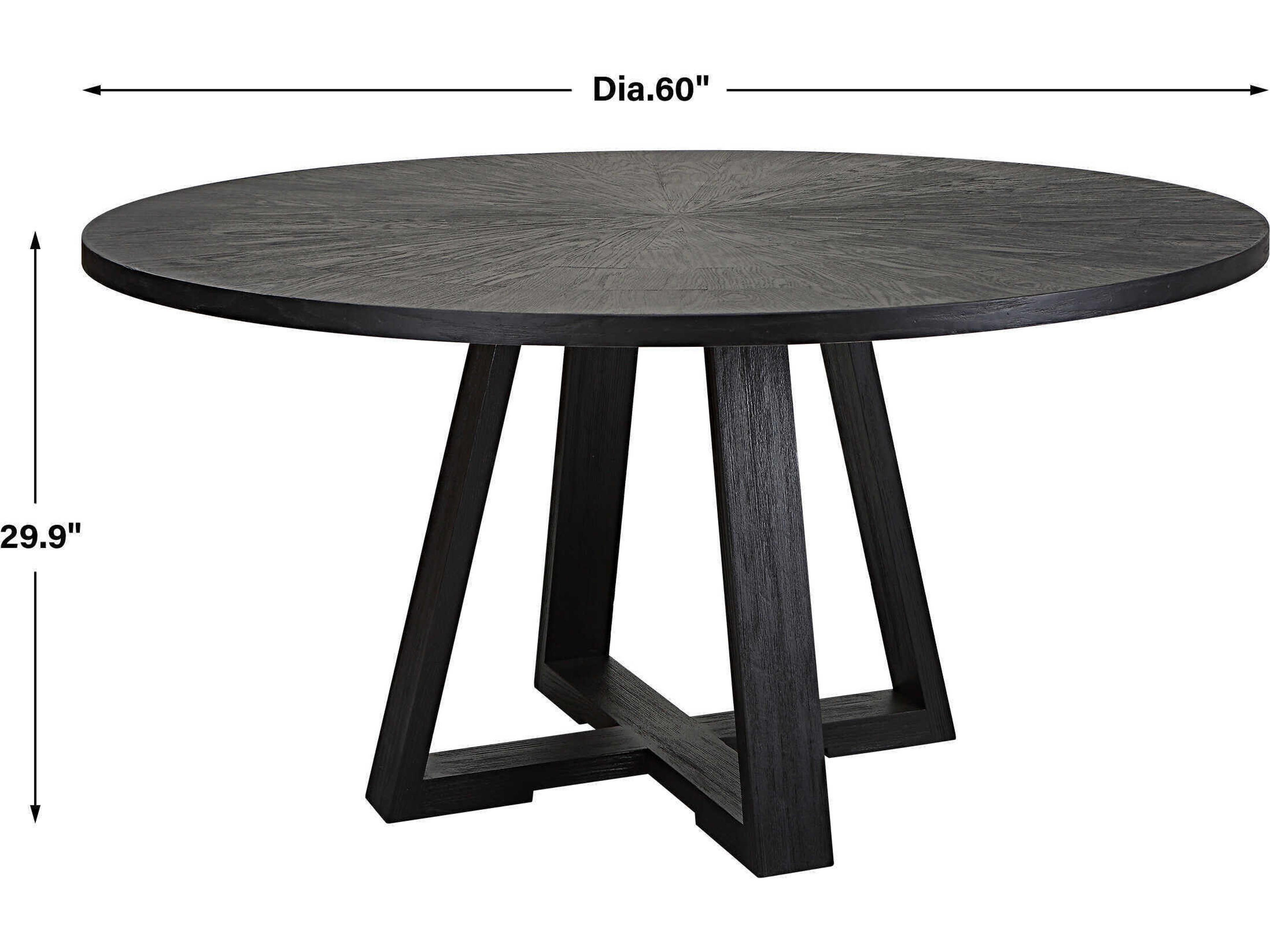 Uttermost Gidran Round Wood Rich Charcoal Black Dining Table