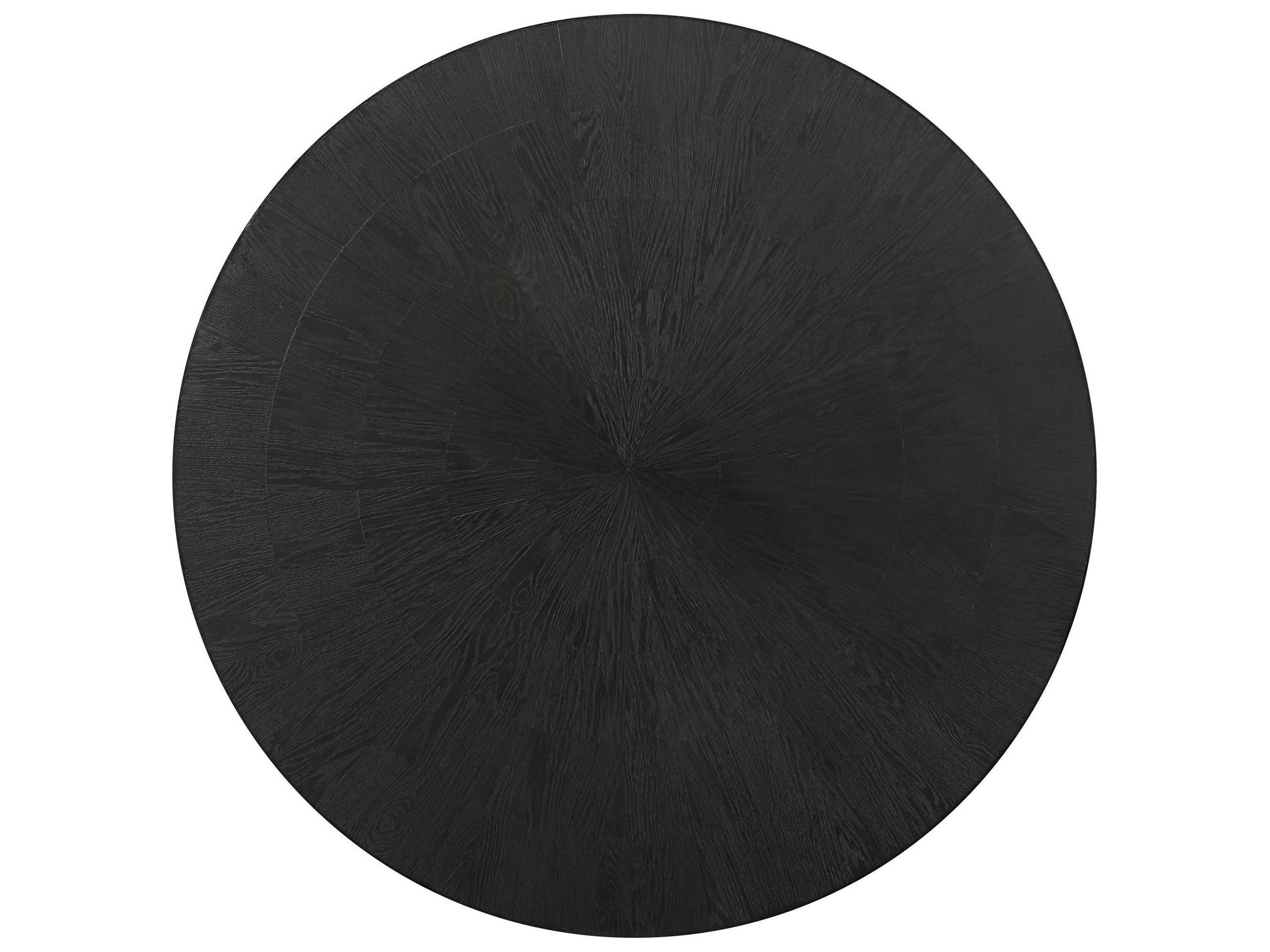 Uttermost Gidran Round Wood Rich Charcoal Black Dining Table