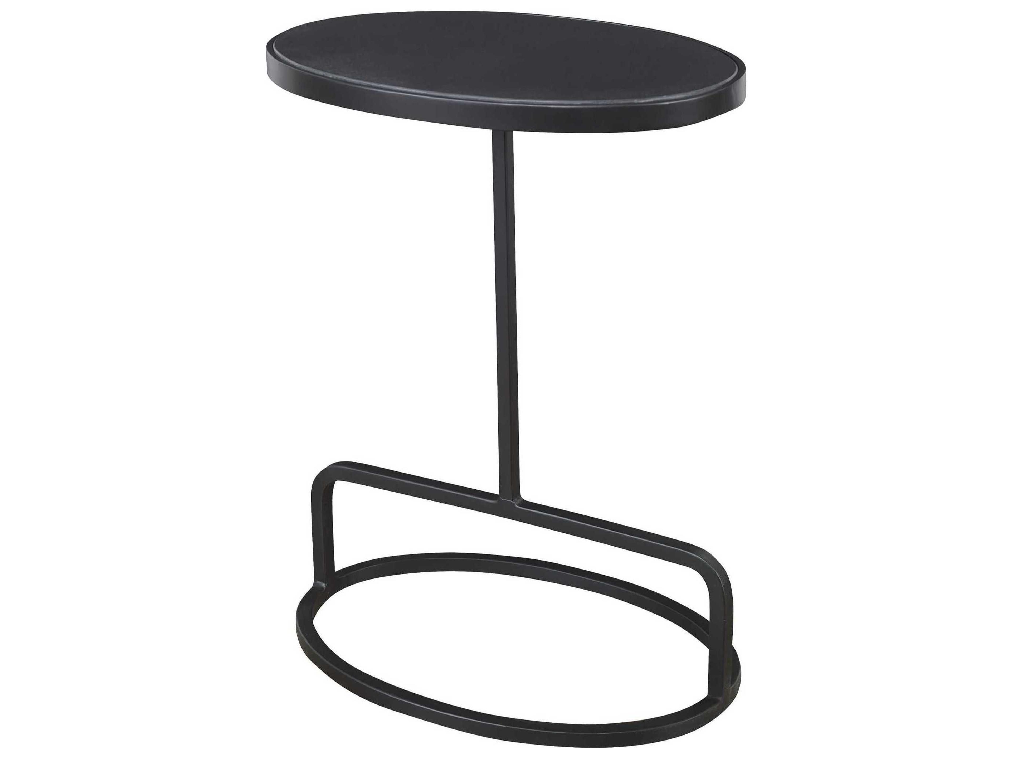 Jessenia Oval Marble Satin Black End Table