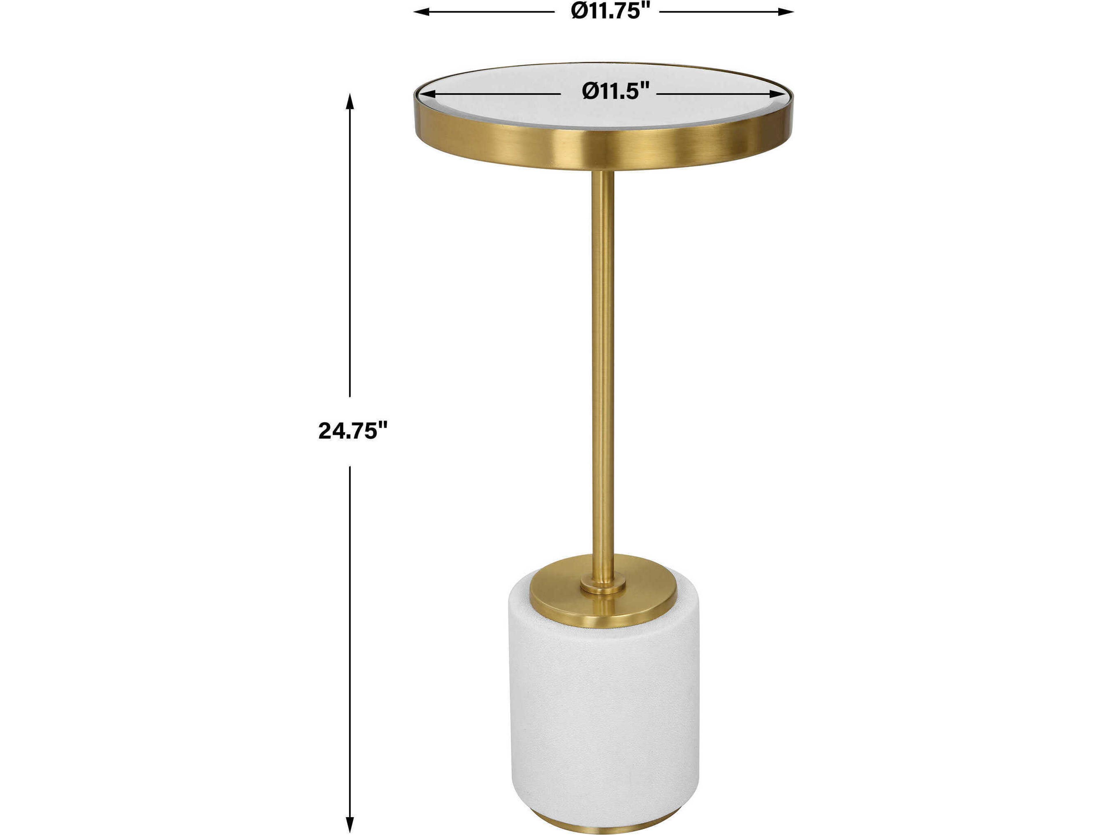 Uttermost Laurier Round Mirror White Brushed Brass End Table