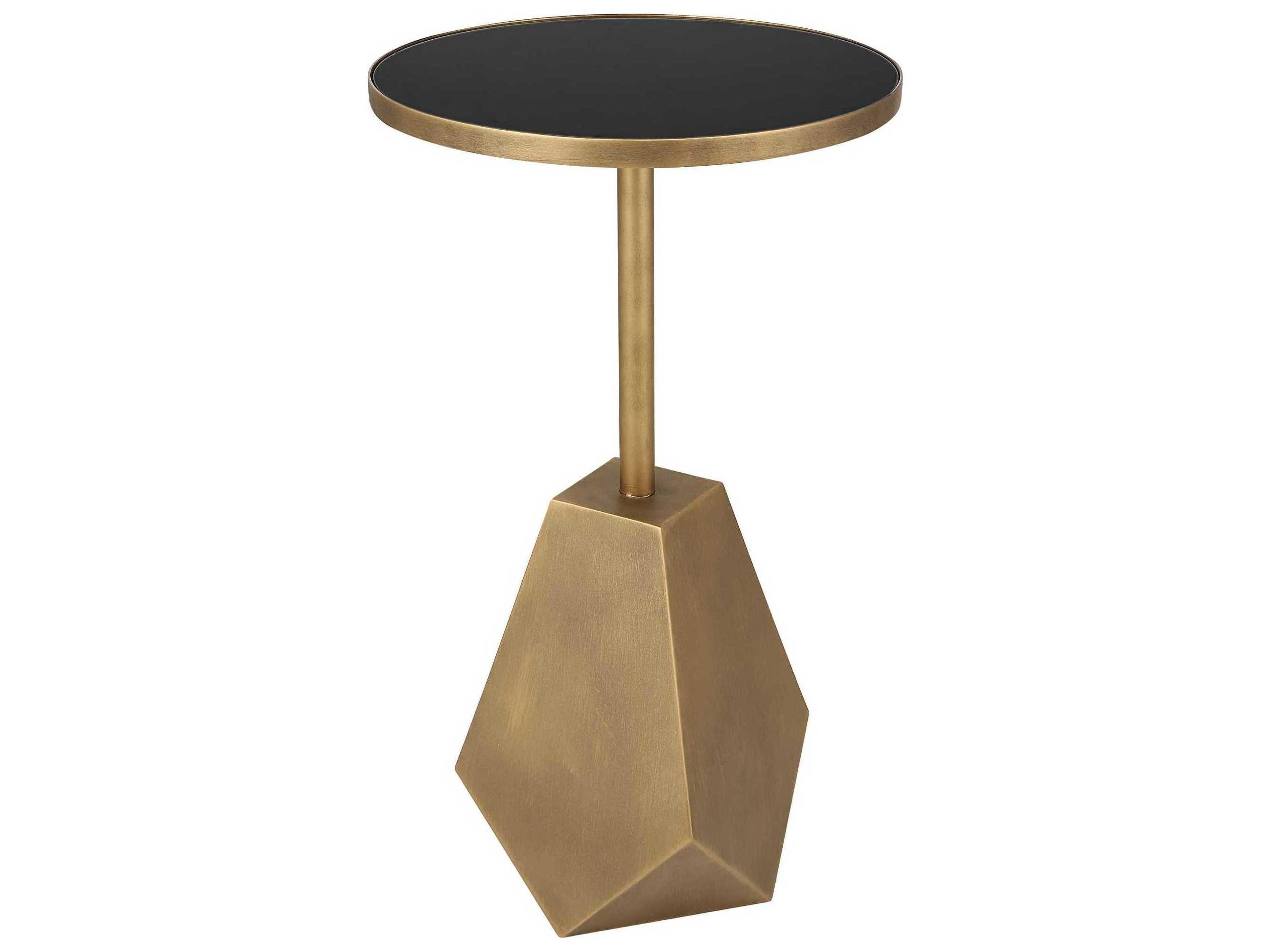 Comet Round Glass Antique Bronze End Table