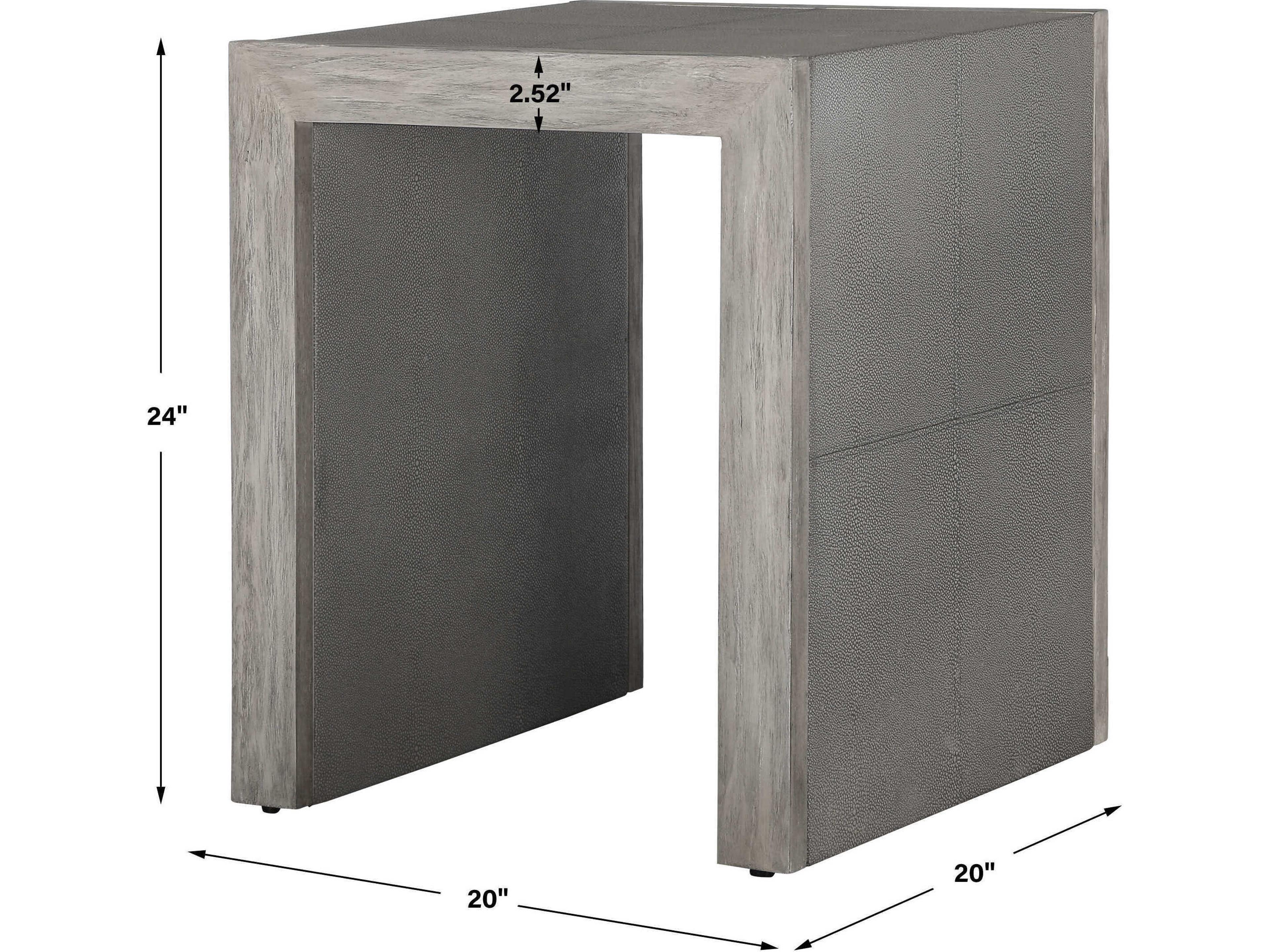 Uttermost Aerina Square Faux Leather Gray Shagreen End Table