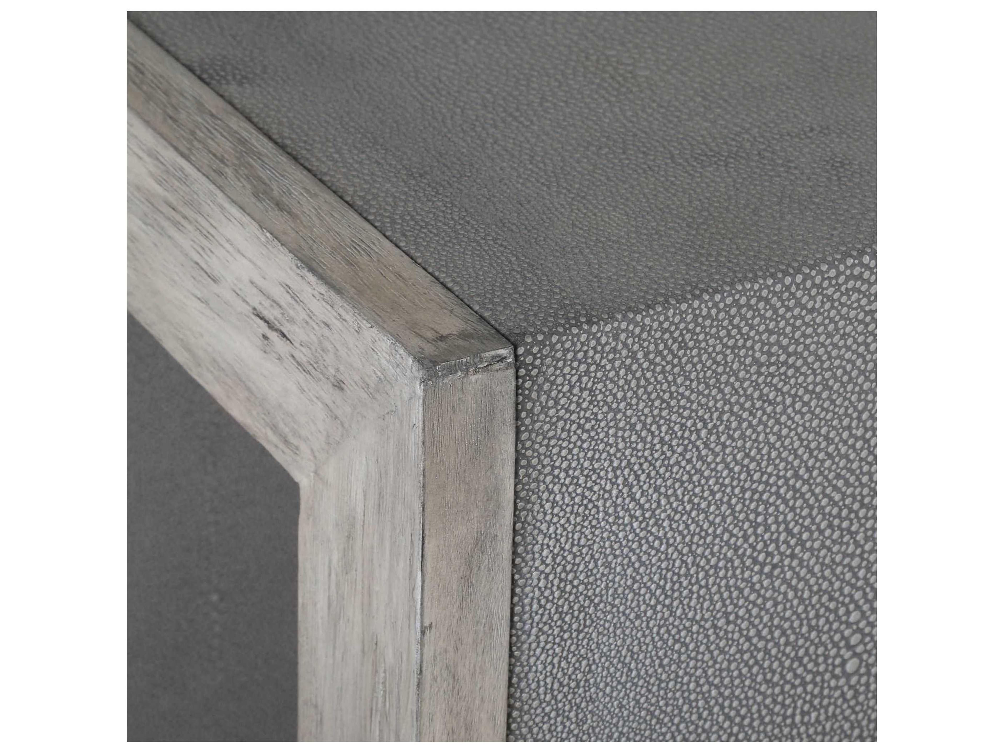Uttermost Aerina Square Faux Leather Gray Shagreen End Table