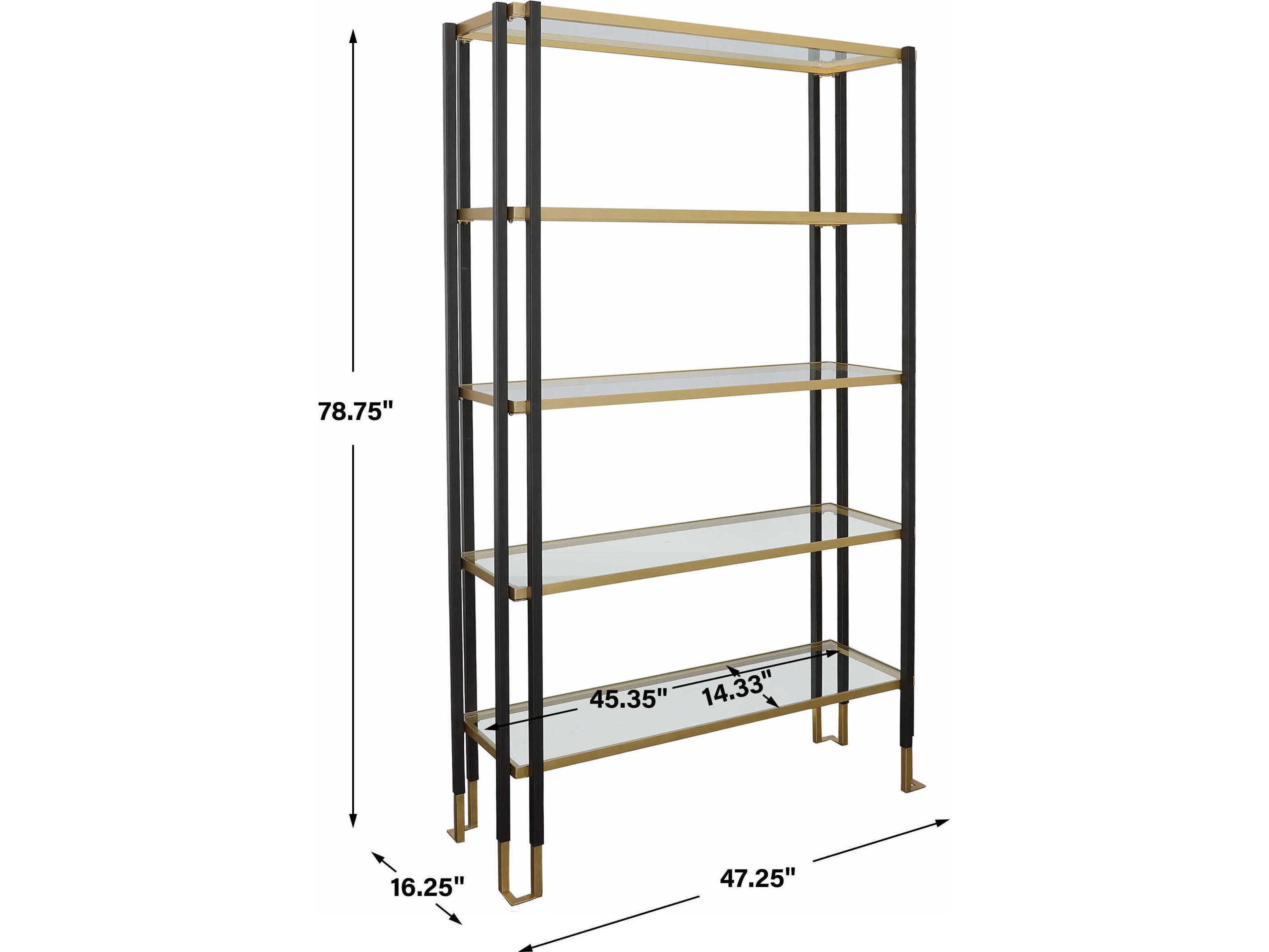 Uttermost Kentmore Matte Black / Brushed Gold Etagere