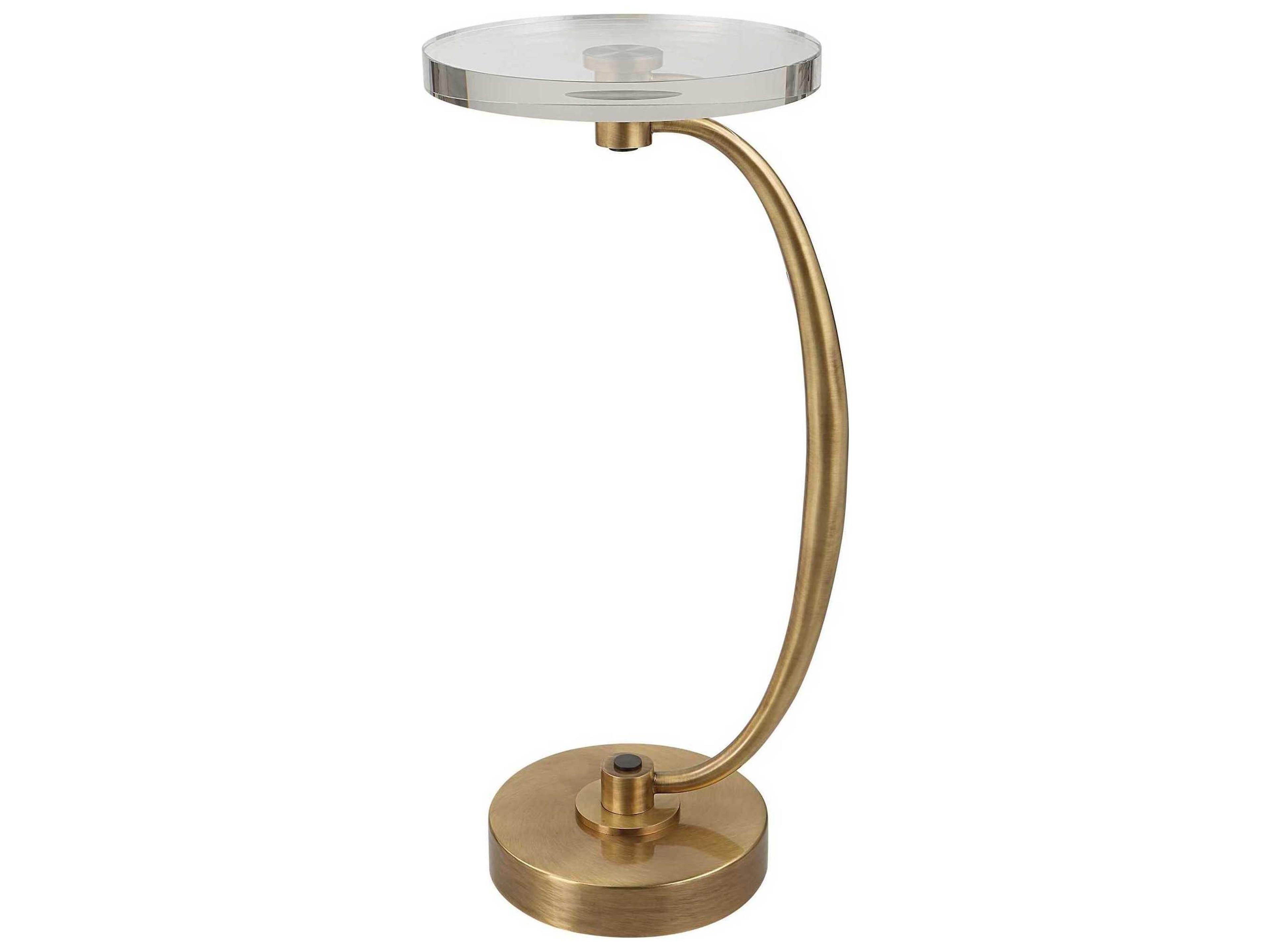 Uttermost Waveney Round Glass Antique Brass End Table