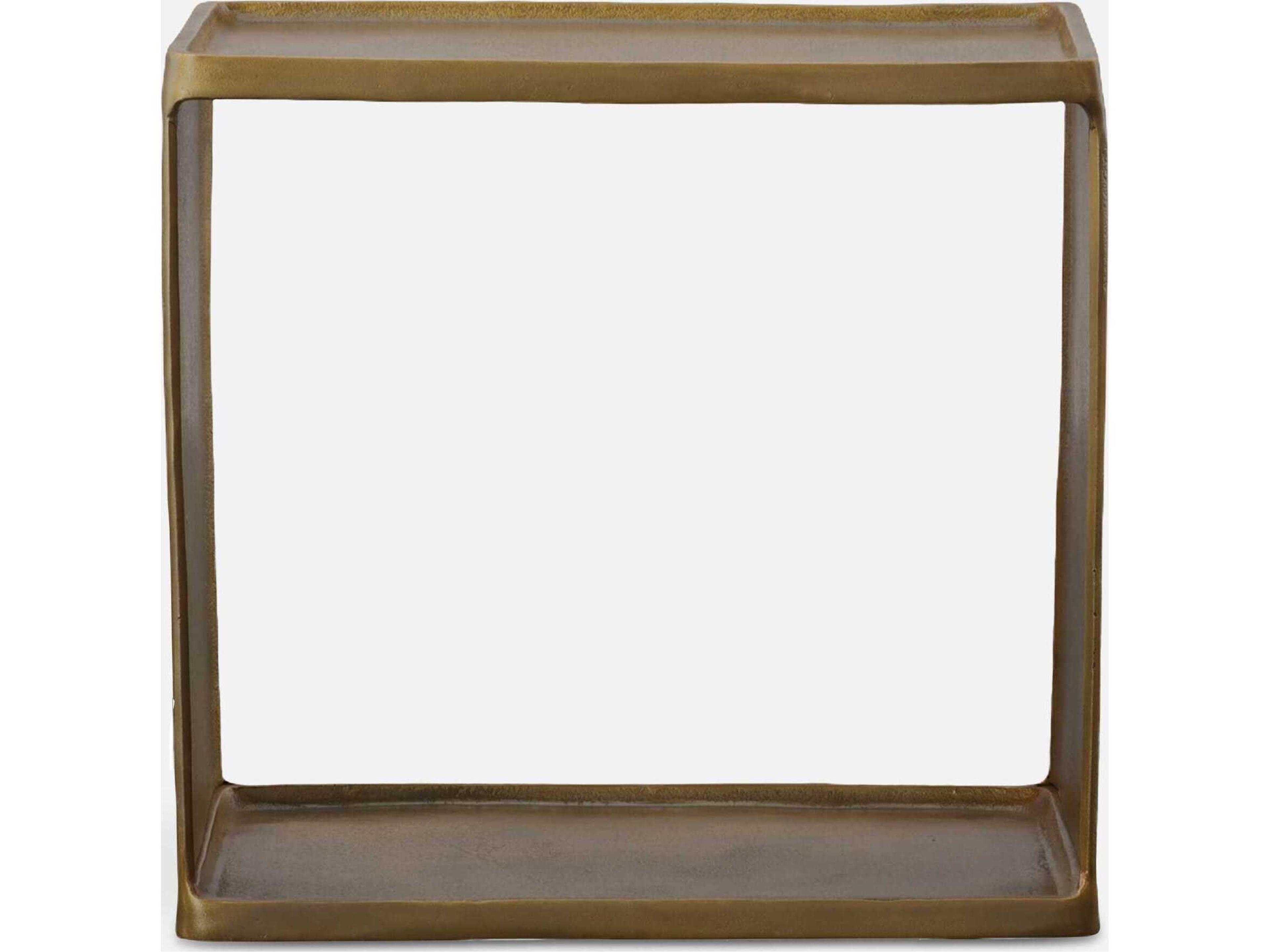 Uttermost Derwent Rectangular Metal Antique Brass End Table