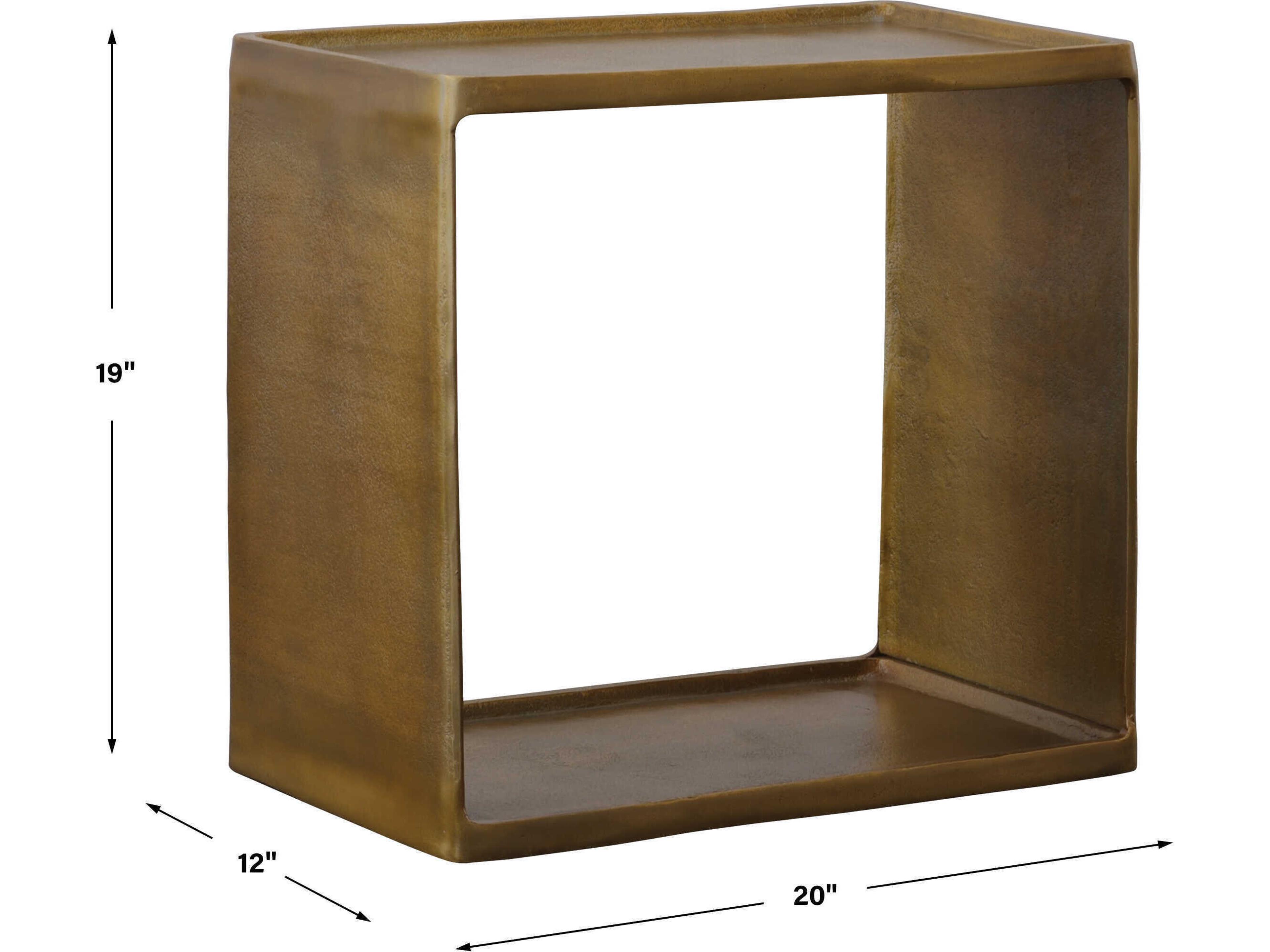 Uttermost Derwent Rectangular Metal Antique Brass End Table