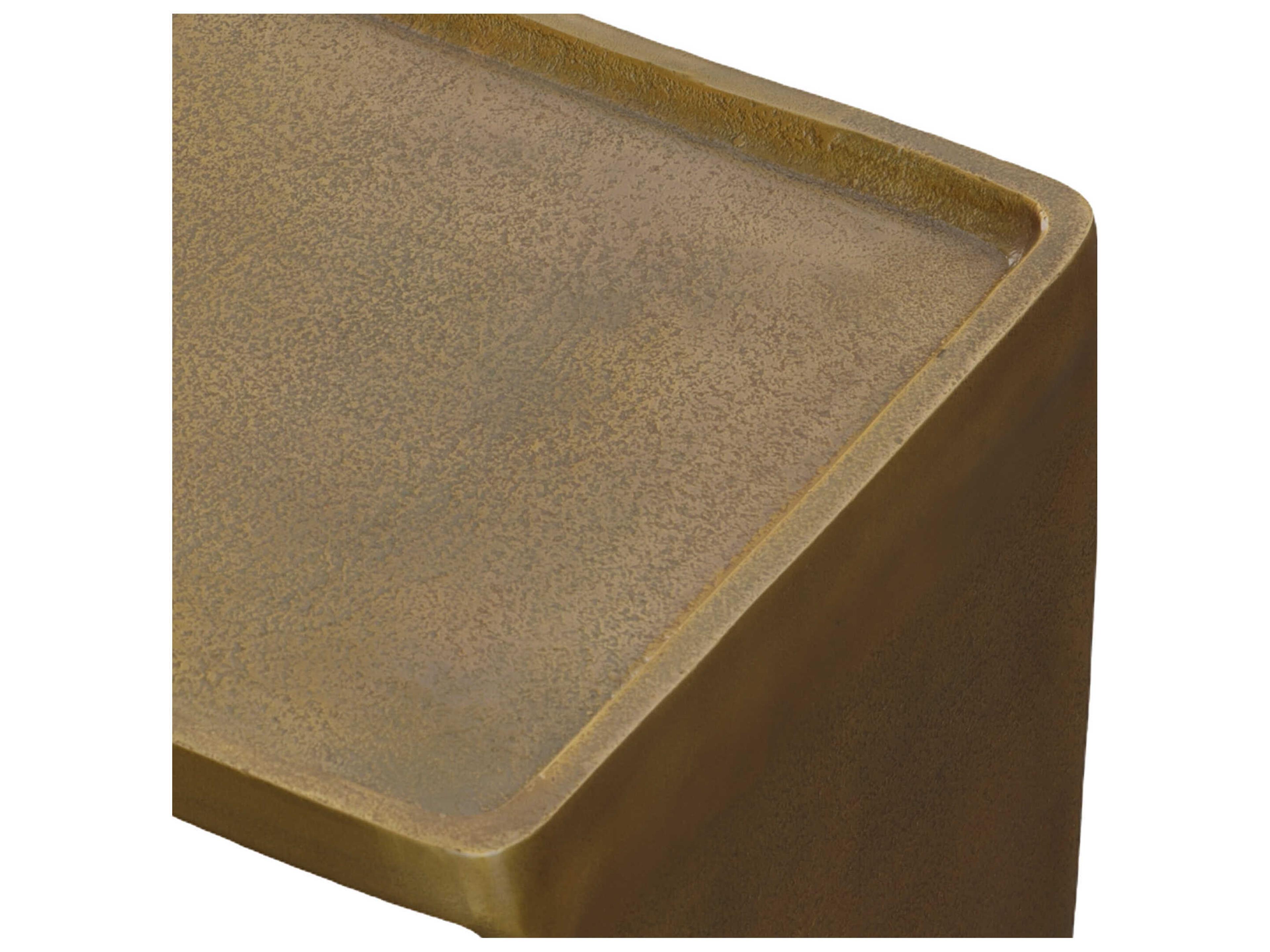 Uttermost Derwent Rectangular Metal Antique Brass End Table