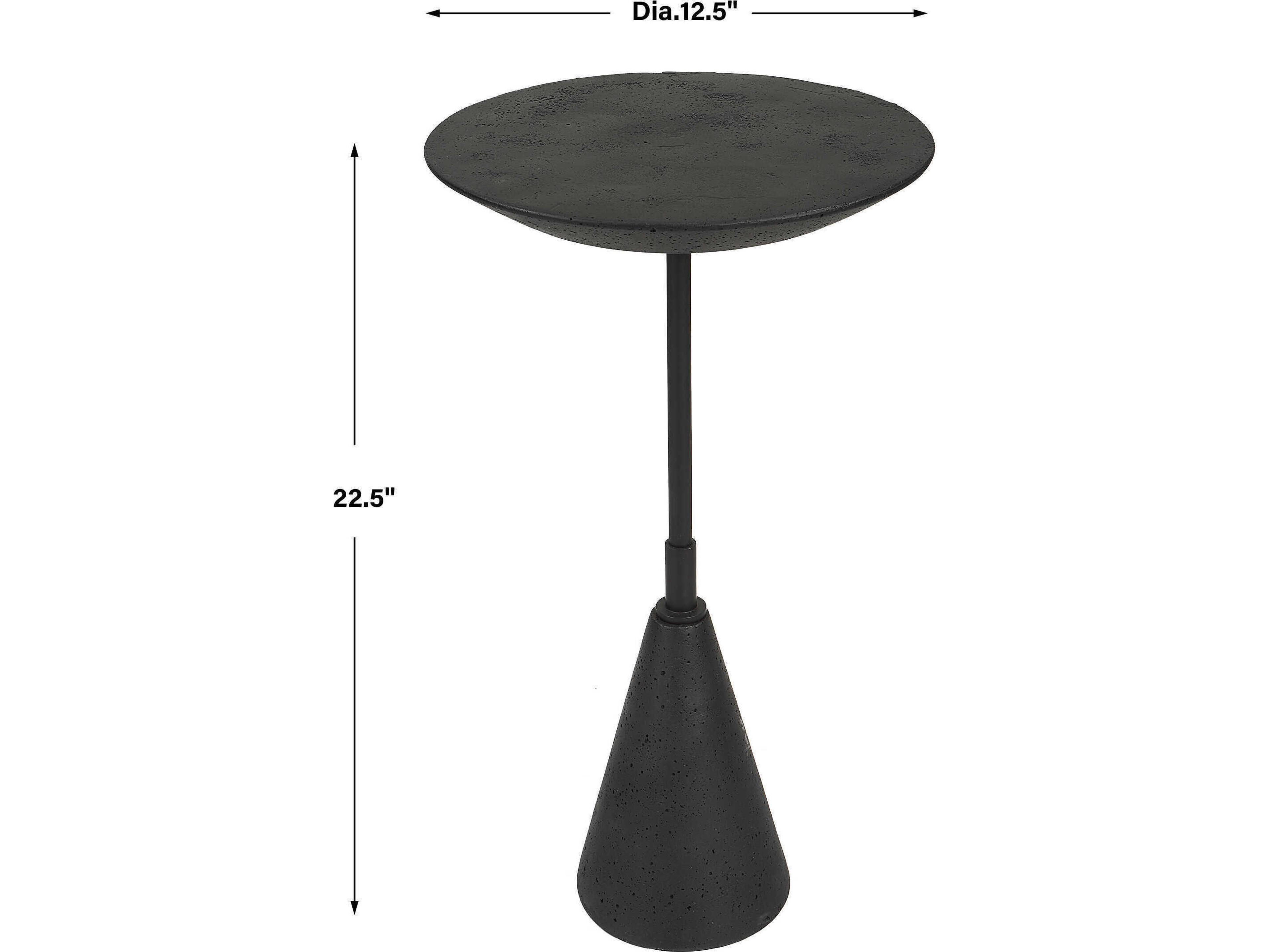 Uttermost Midnight Round Stone Black End Table