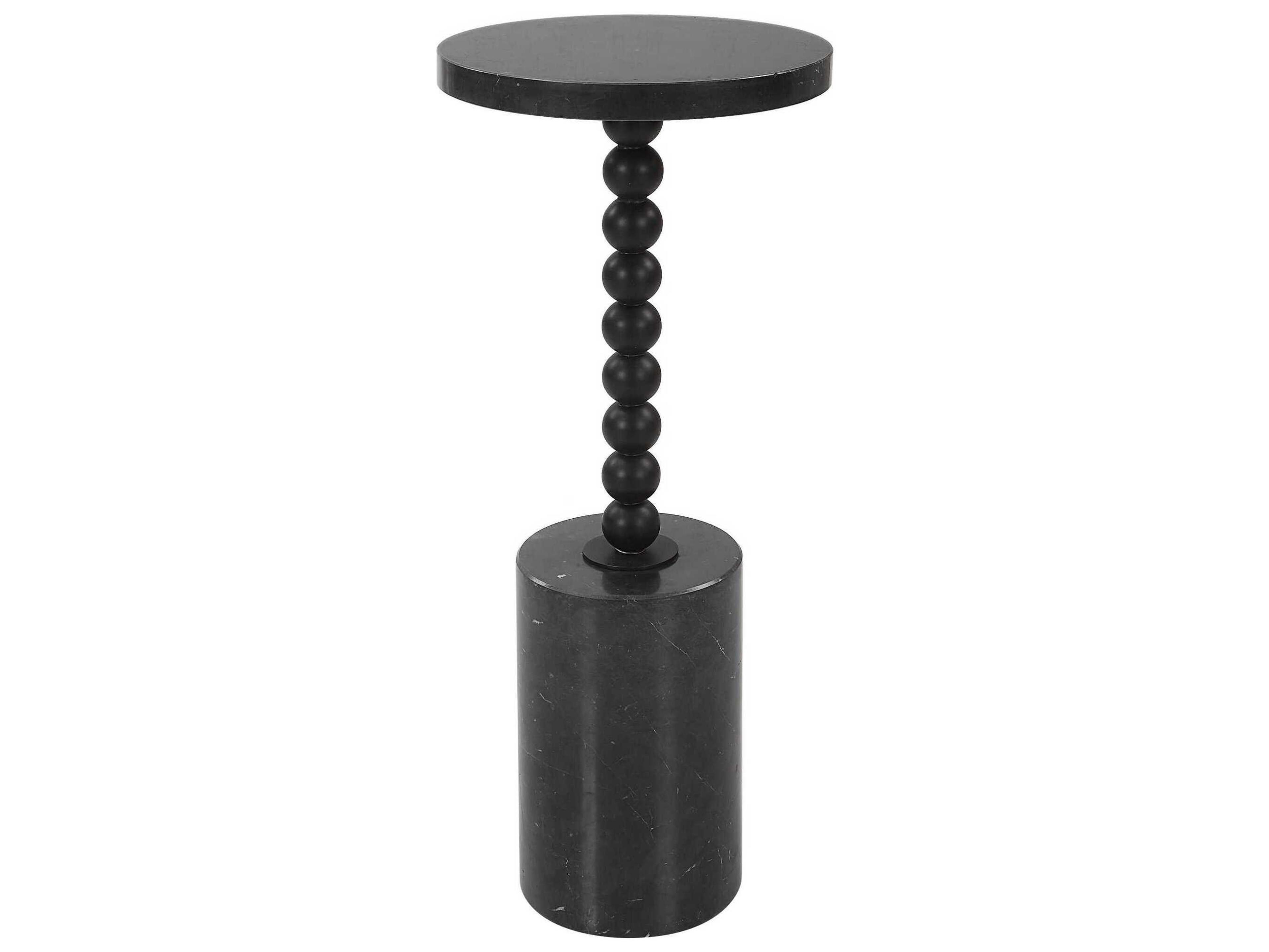 Uttermost Bead Round Marble Black End Table