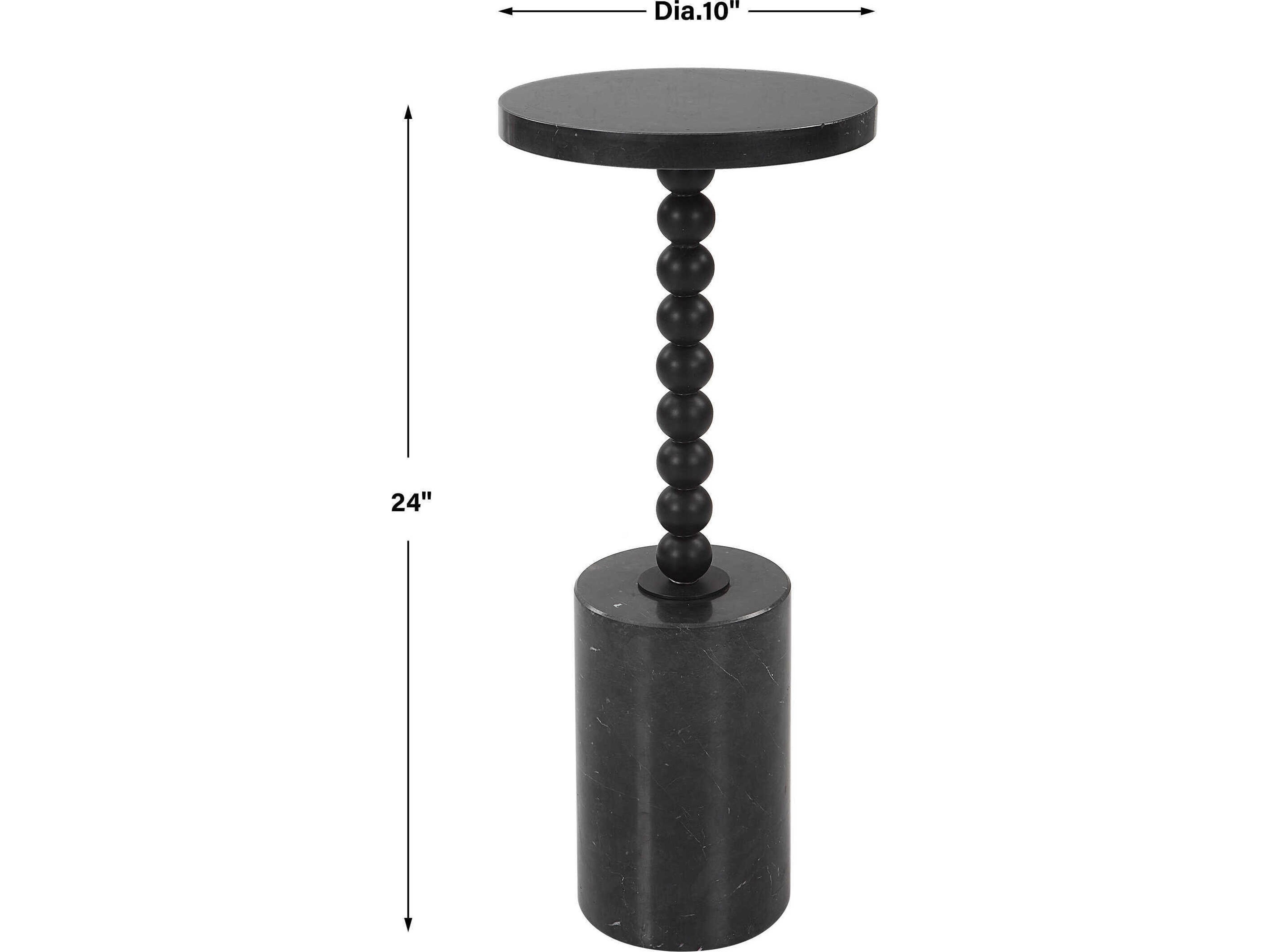 Uttermost Bead Round Marble Black End Table