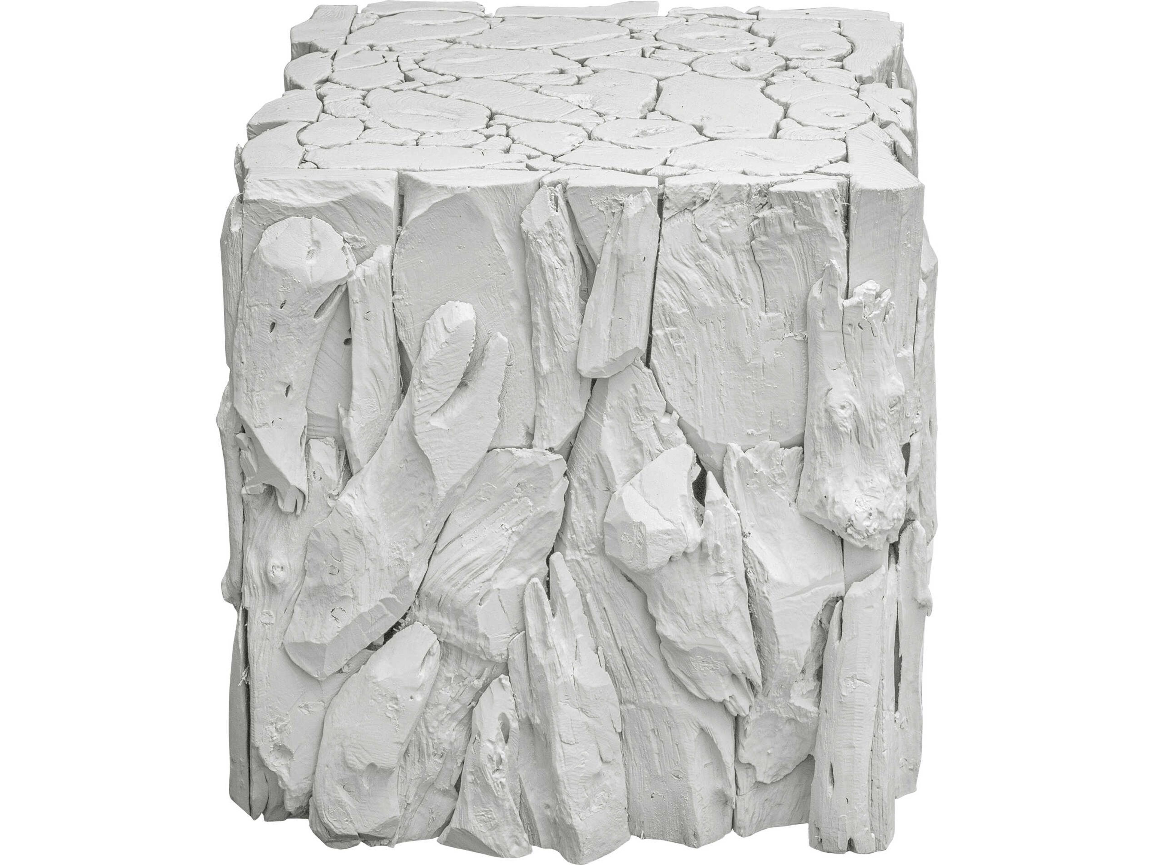 Uttermost Teak Root Square Wood White End Table