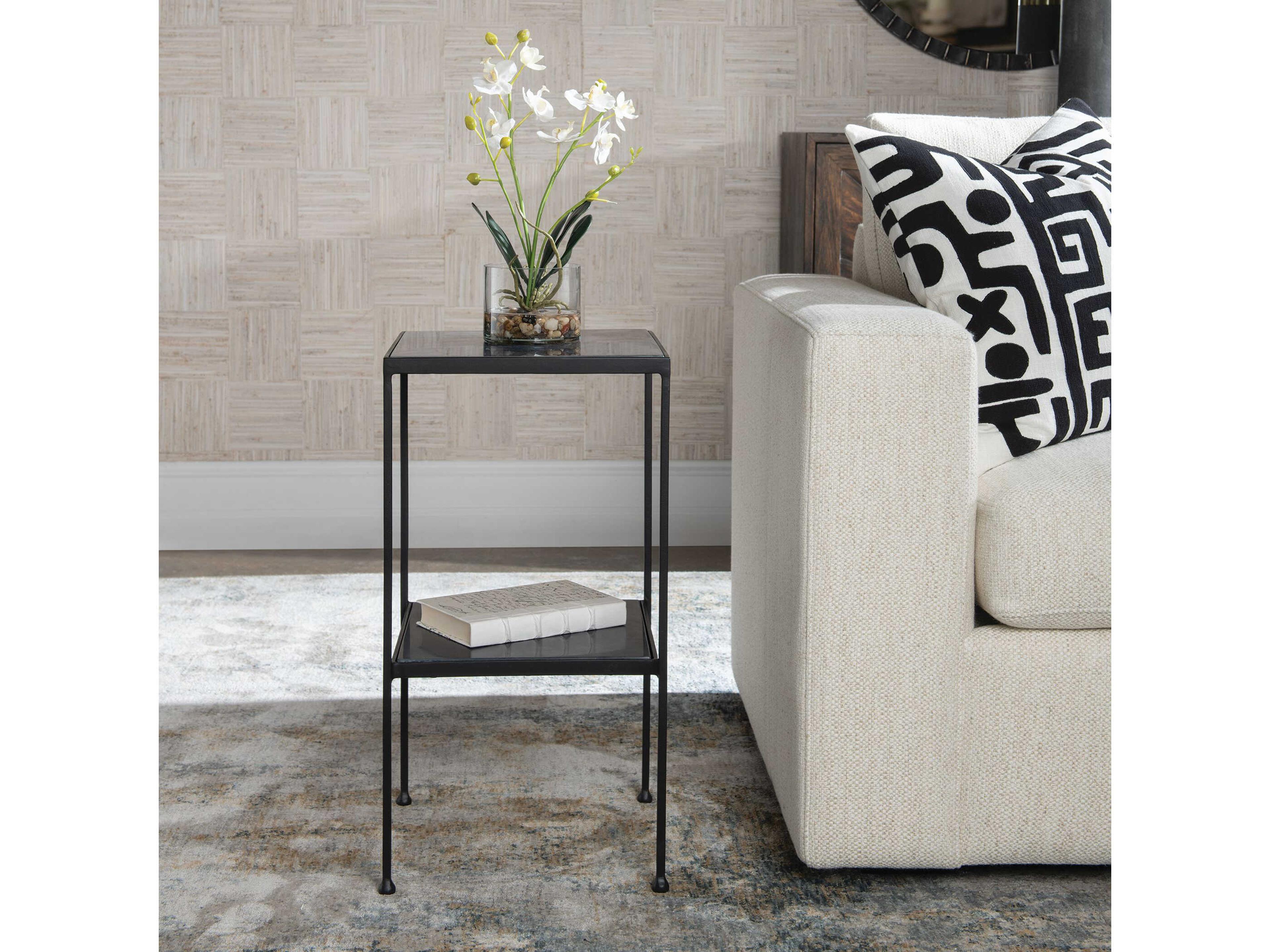 Uttermost Sherwood Square Marble Matte Black End Table