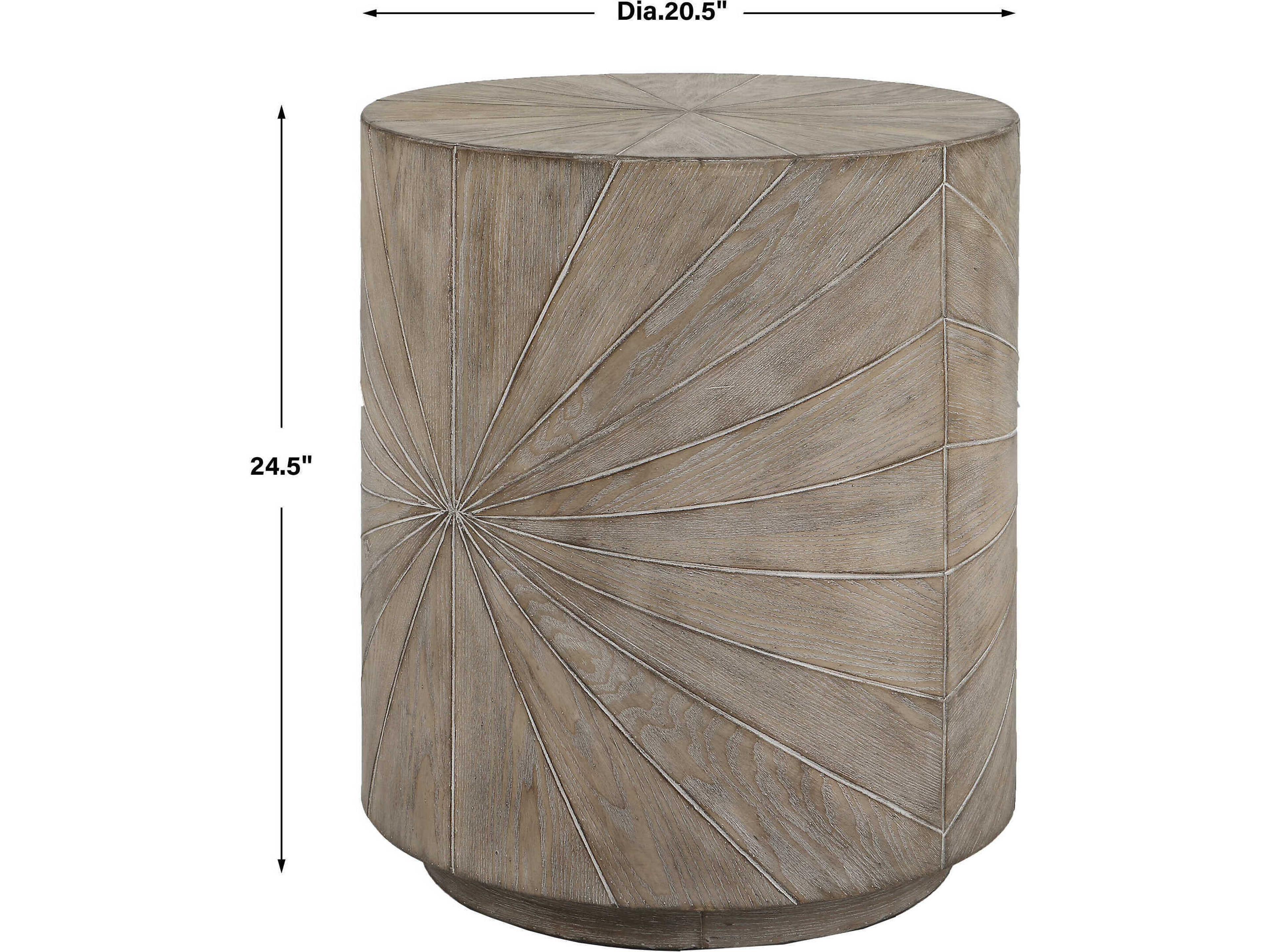 Uttermost Starshine Round Wood Warm Gray End Table