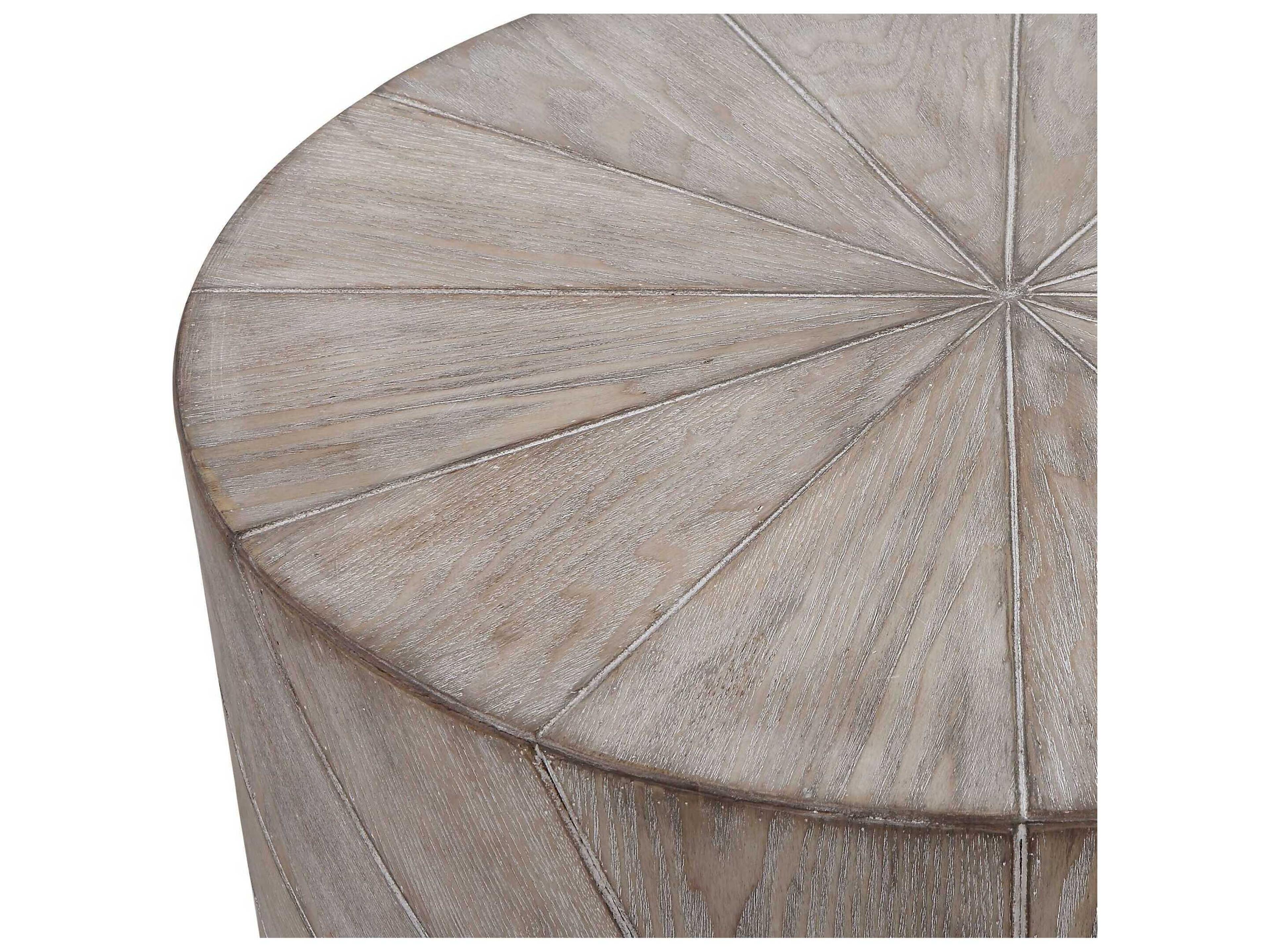 Uttermost Starshine Round Wood Warm Gray End Table