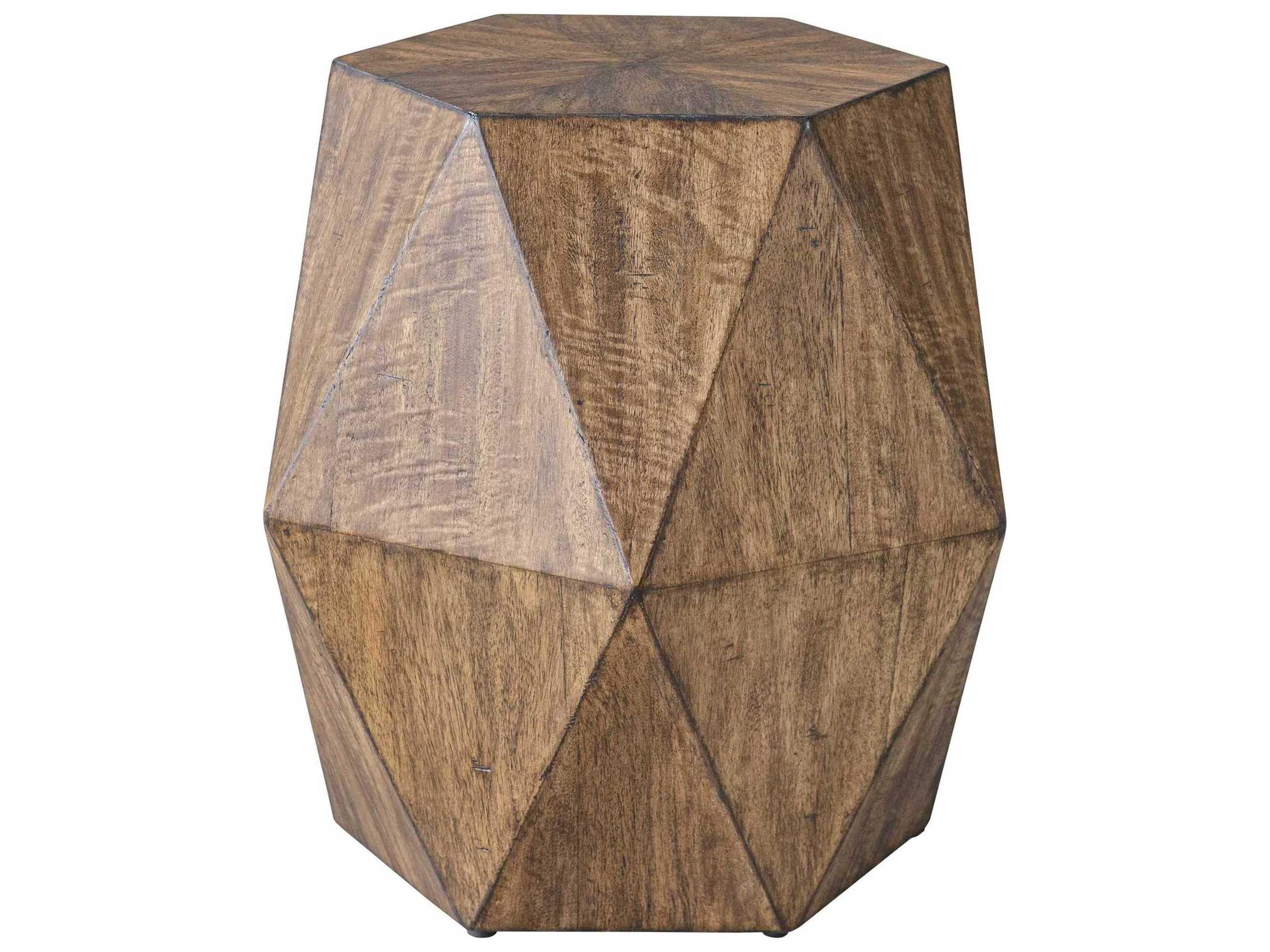 Volker Hexagon Wood Burnished Honey End Table