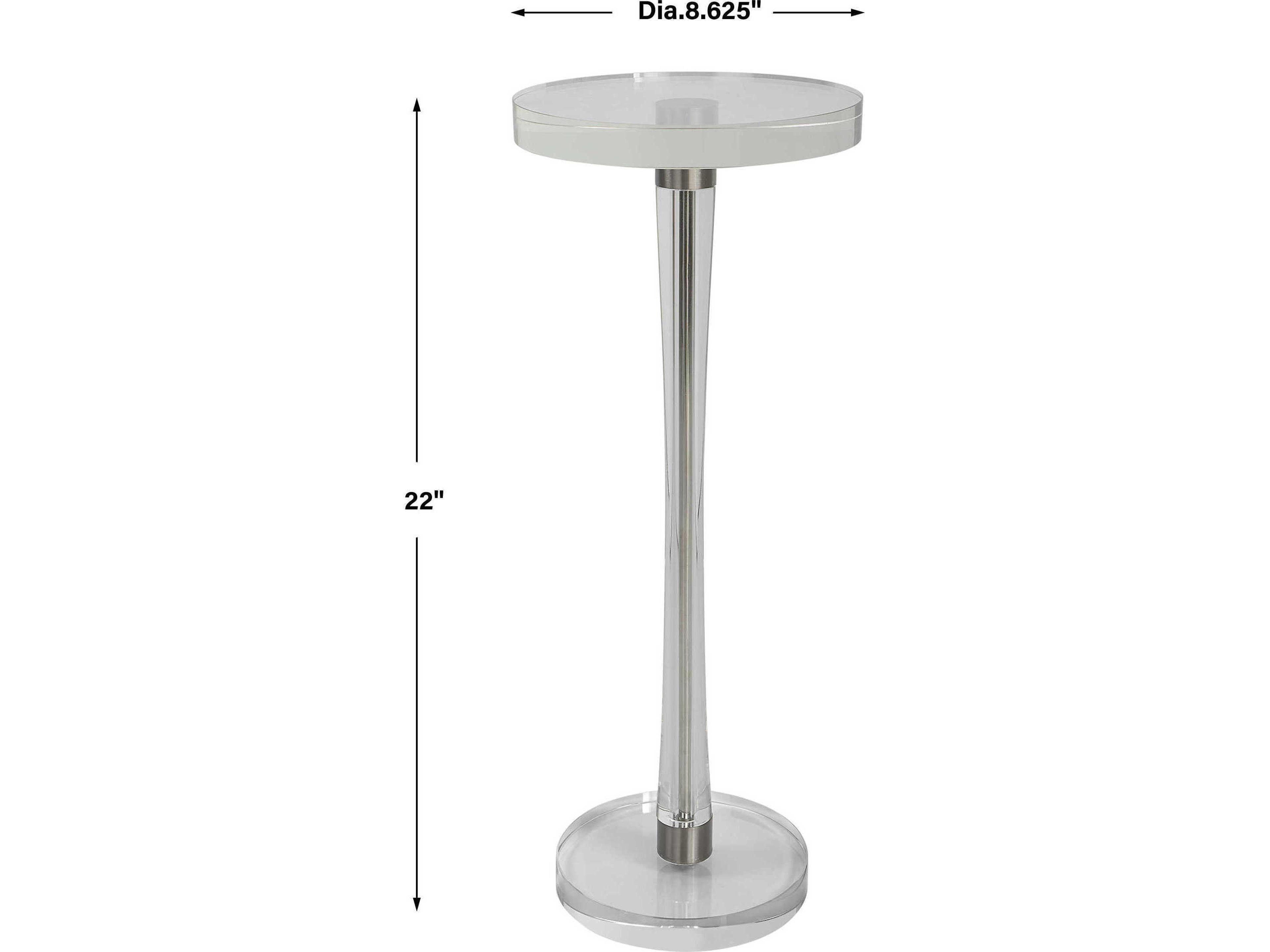 Uttermost Pria 8" Round Clear Brushed Nickel End Table