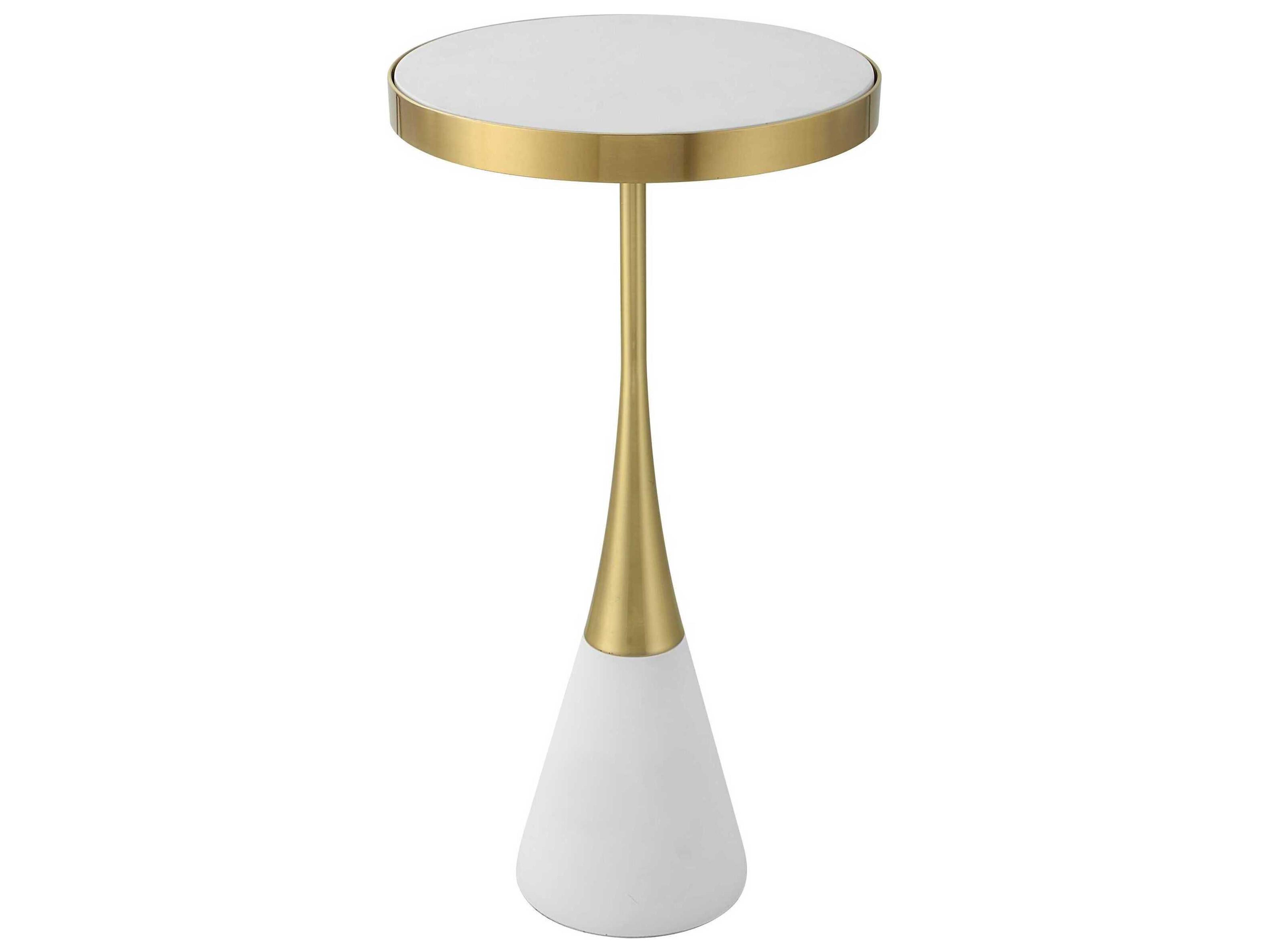 Apex Round Concrete Matte White End Table