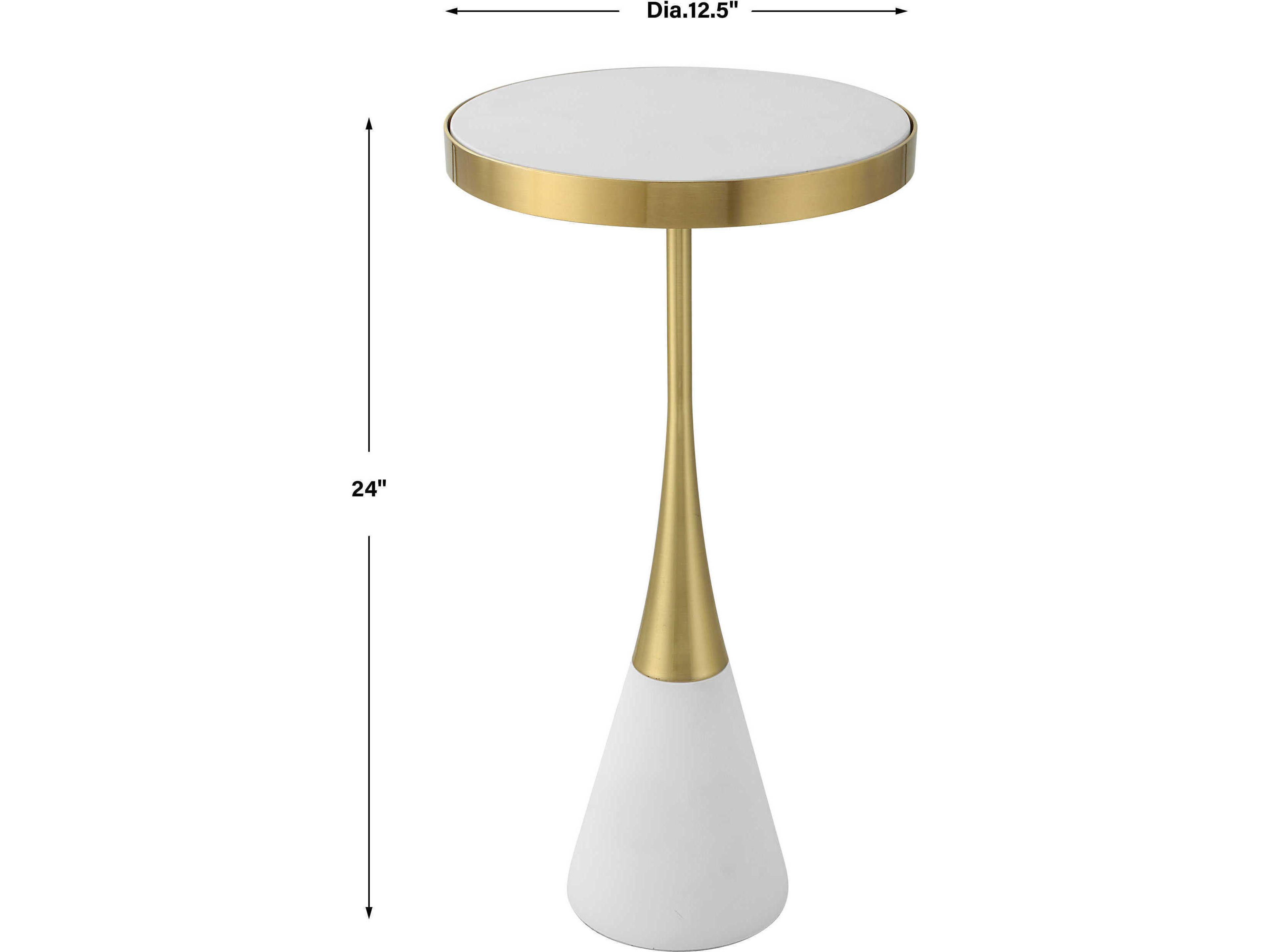 Uttermost Apex Round Concrete Matte White End Table