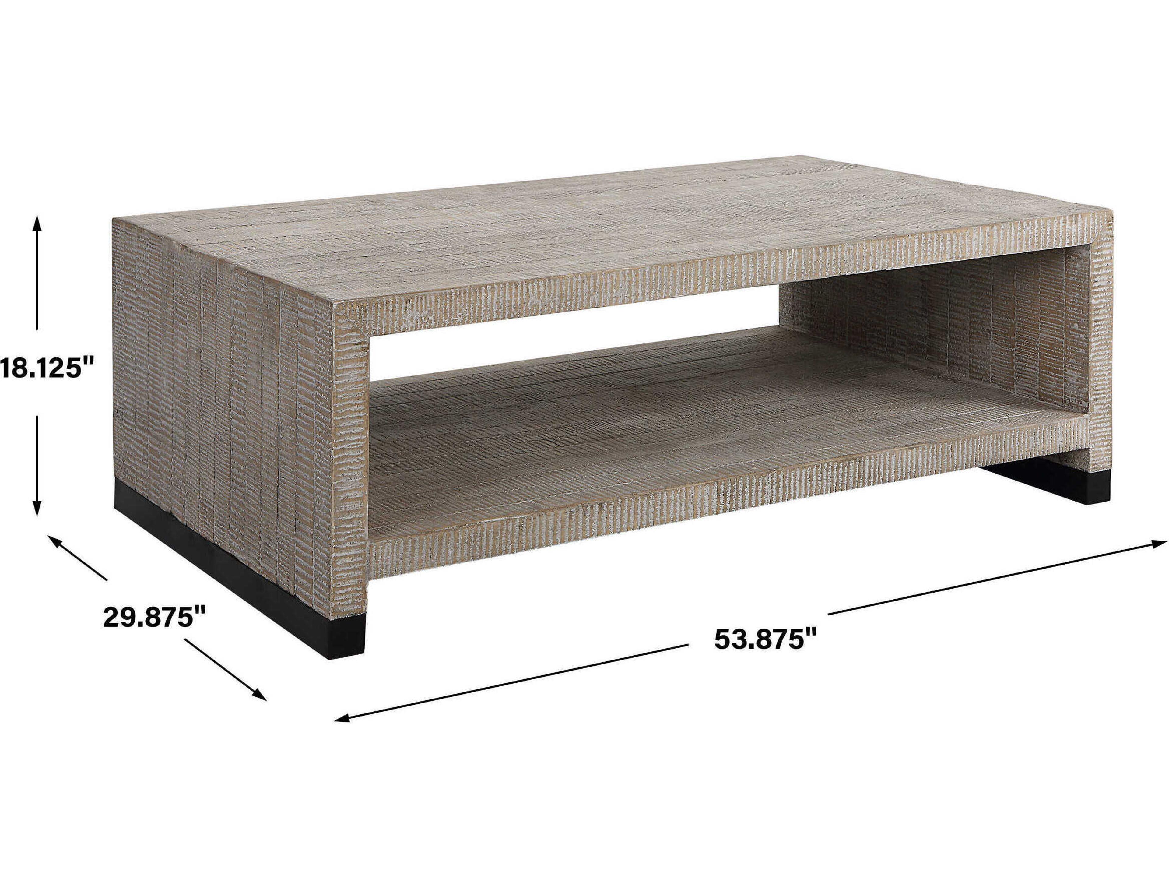 Uttermost Bosk Rectangular Wood White Washed Coffee Table