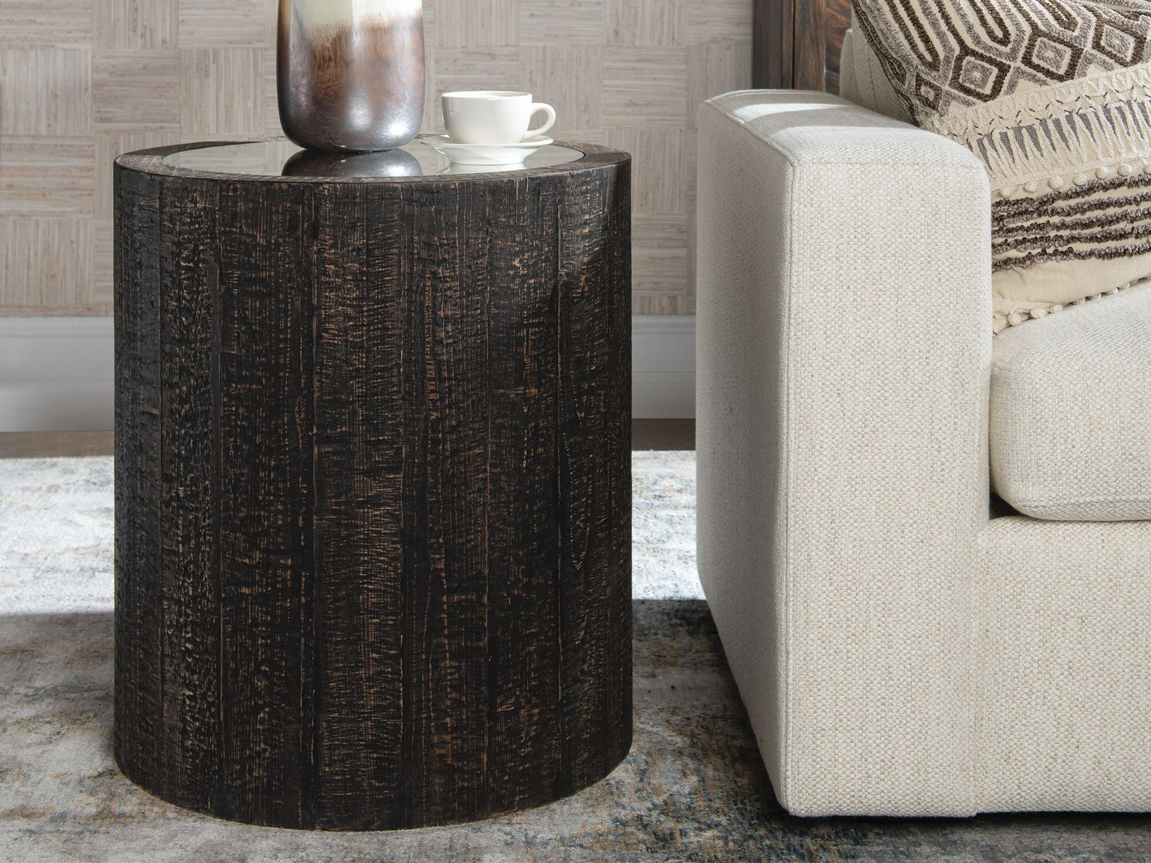 Uttermost Sequoia Round Mirror Dark Walnut End Table