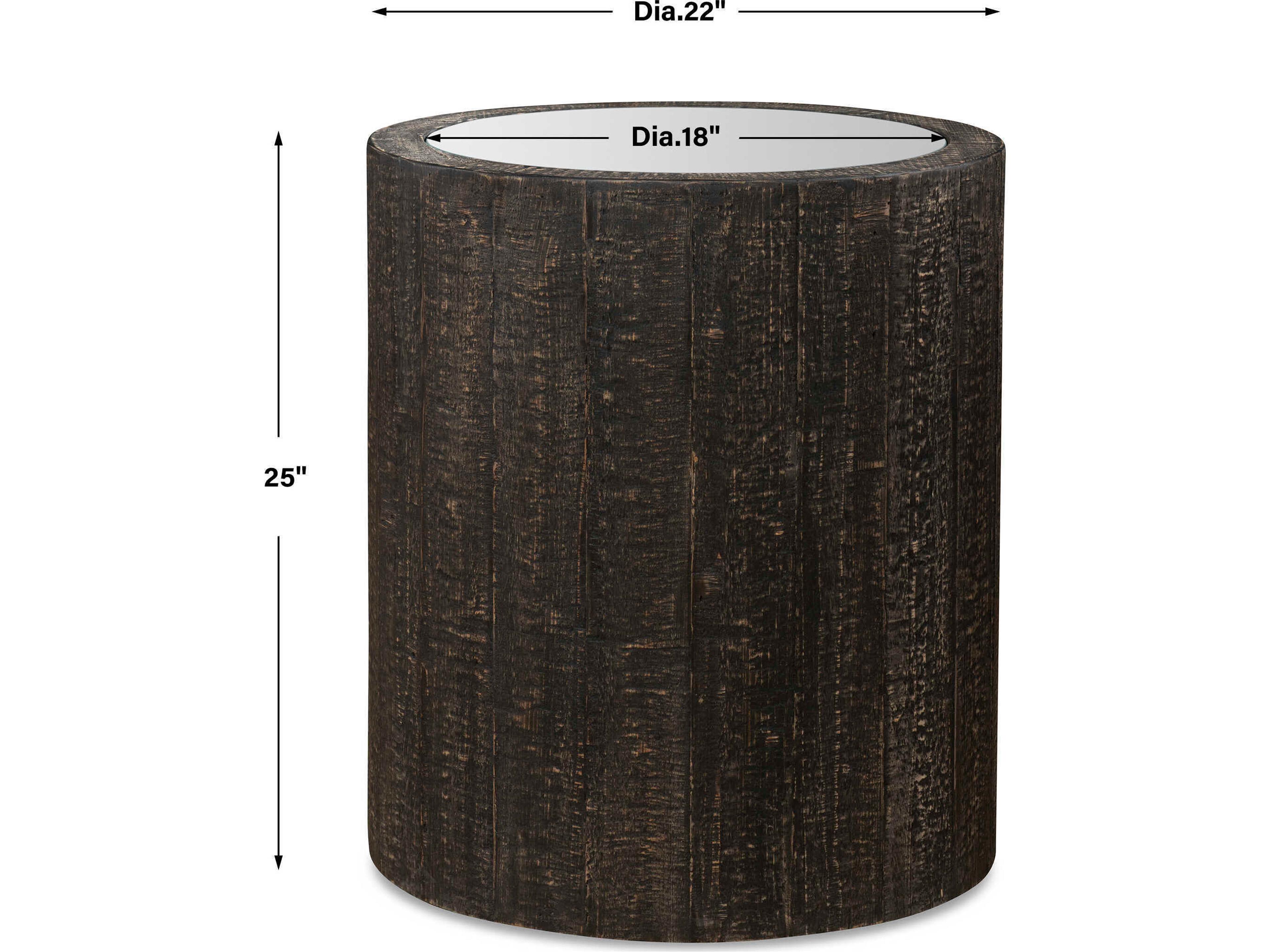 Uttermost Sequoia Round Mirror Dark Walnut End Table