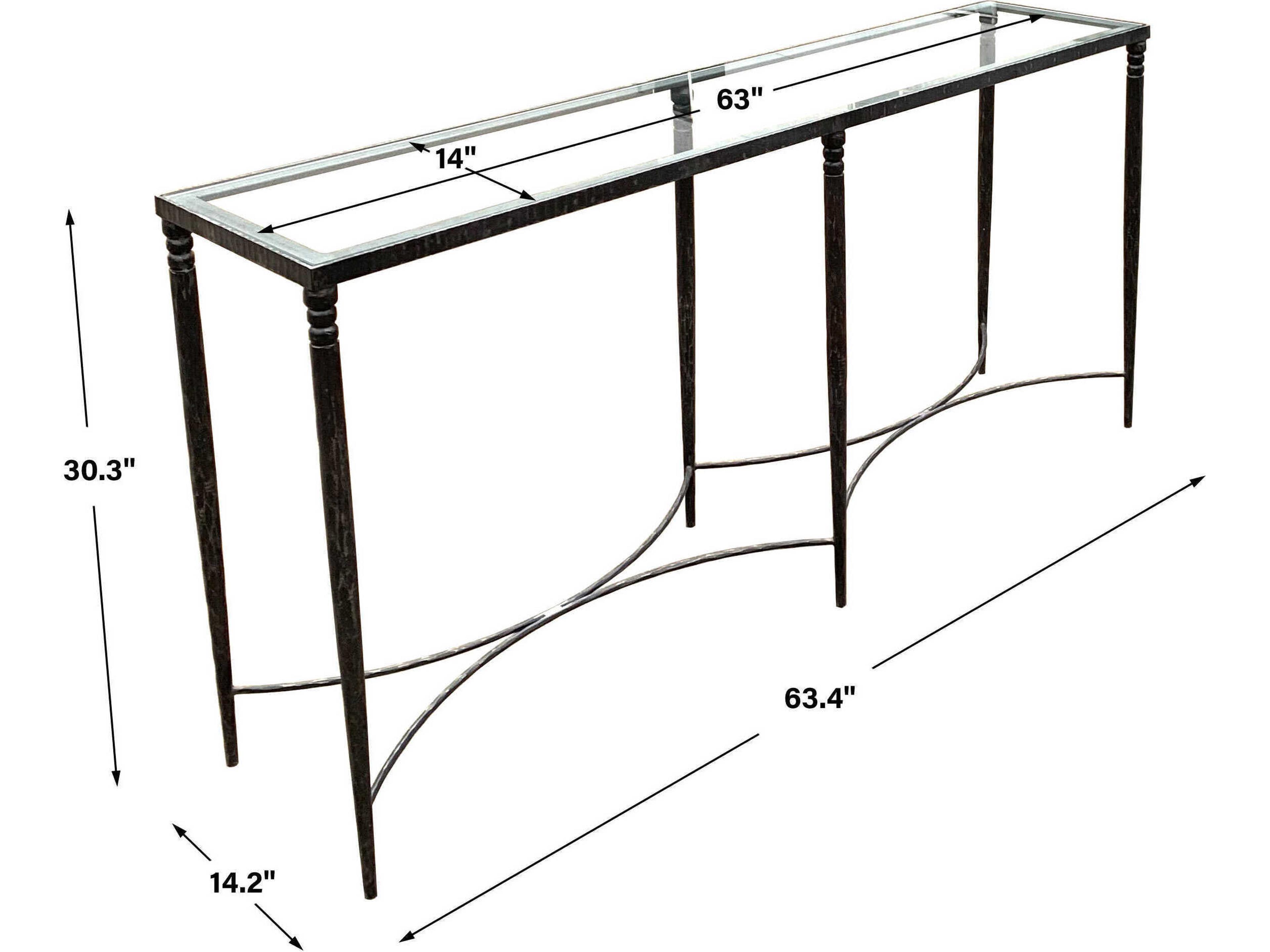 Uttermost Washington Rectangular Glass Natural Rustic Black Console Table