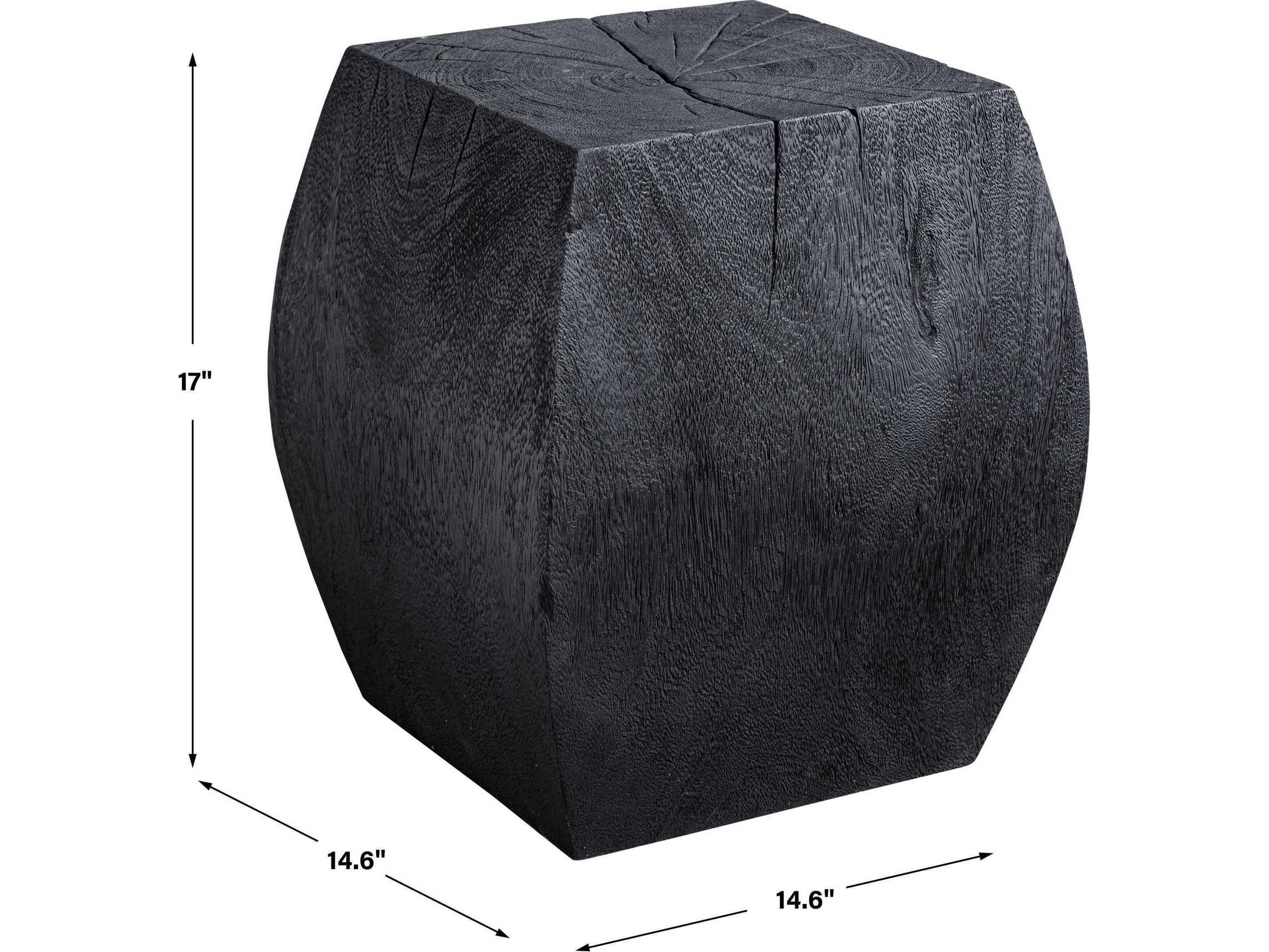 Uttermost Grove Square Wood Rustic Black End Table