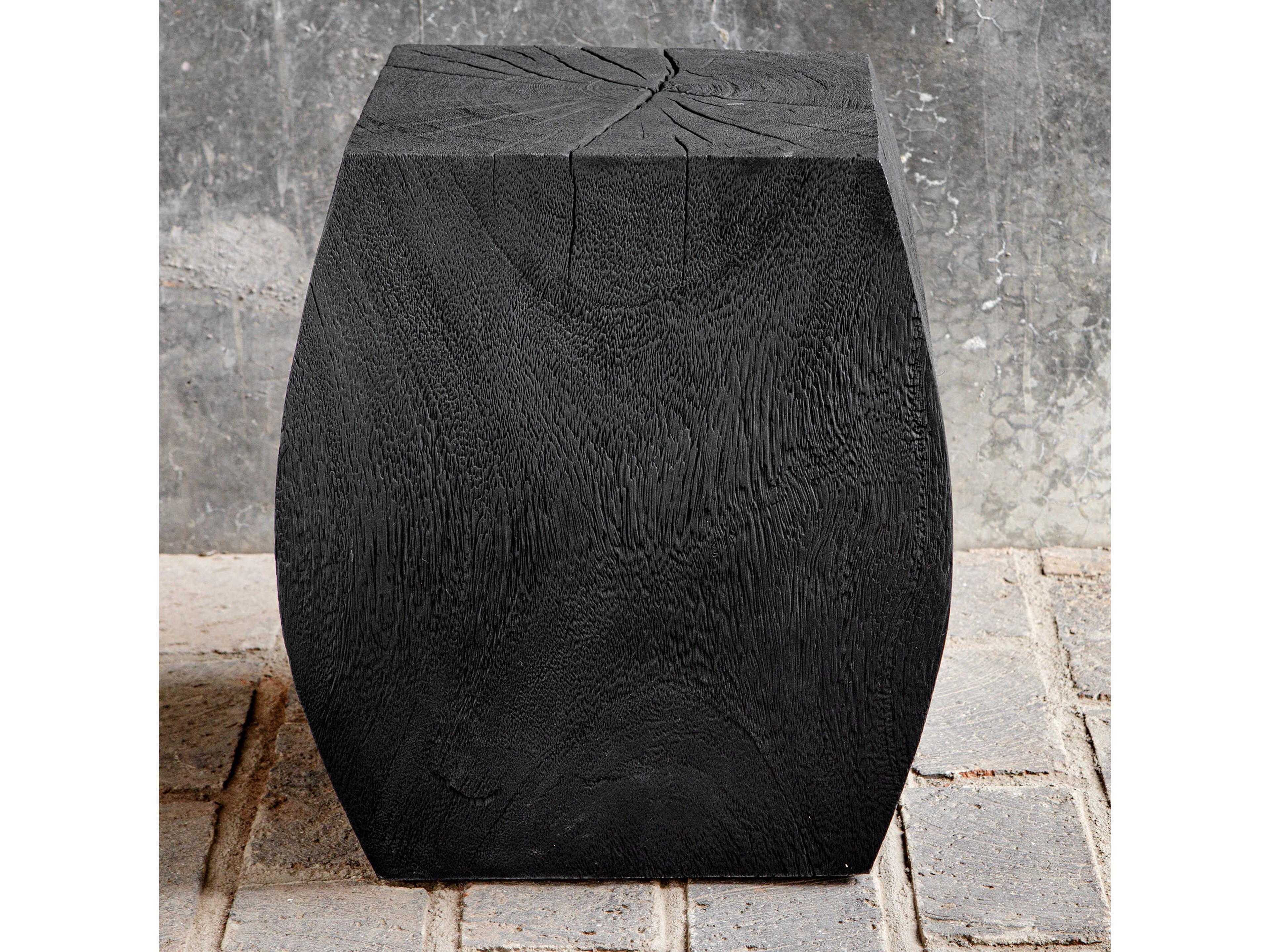 Uttermost Grove Square Wood Rustic Black End Table