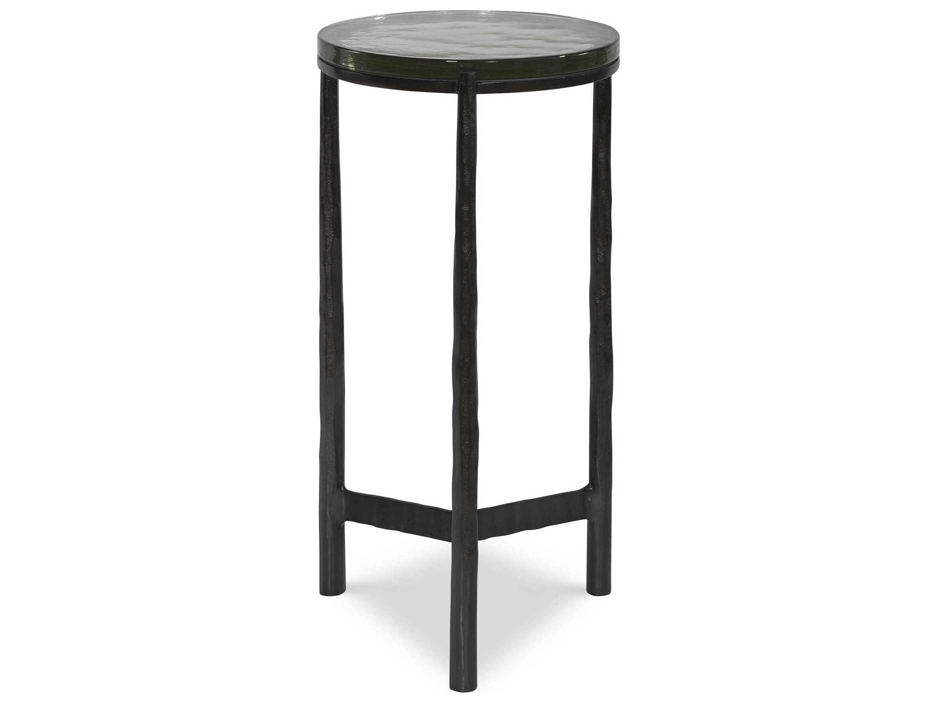 Eternity Round Glass Dark Gunmetal End Table