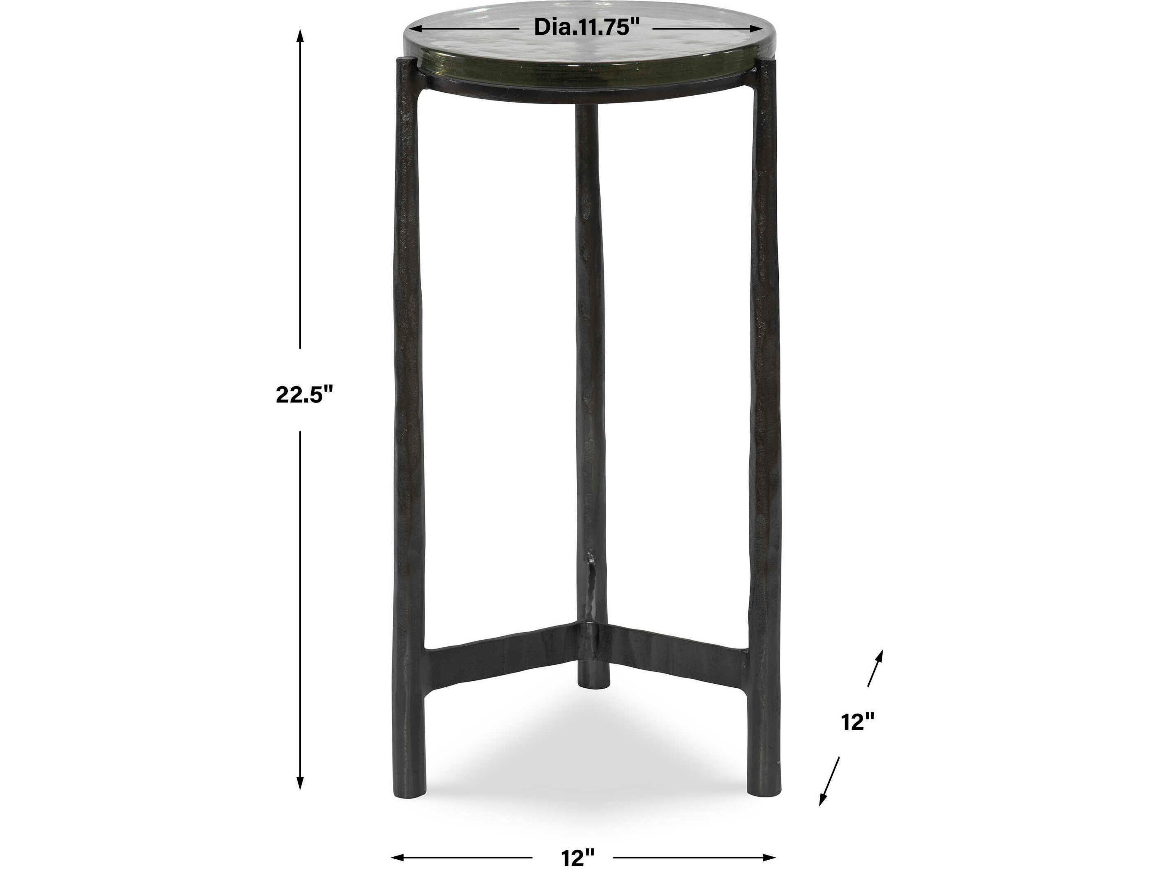 Uttermost Eternity Round Glass Dark Gunmetal End Table
