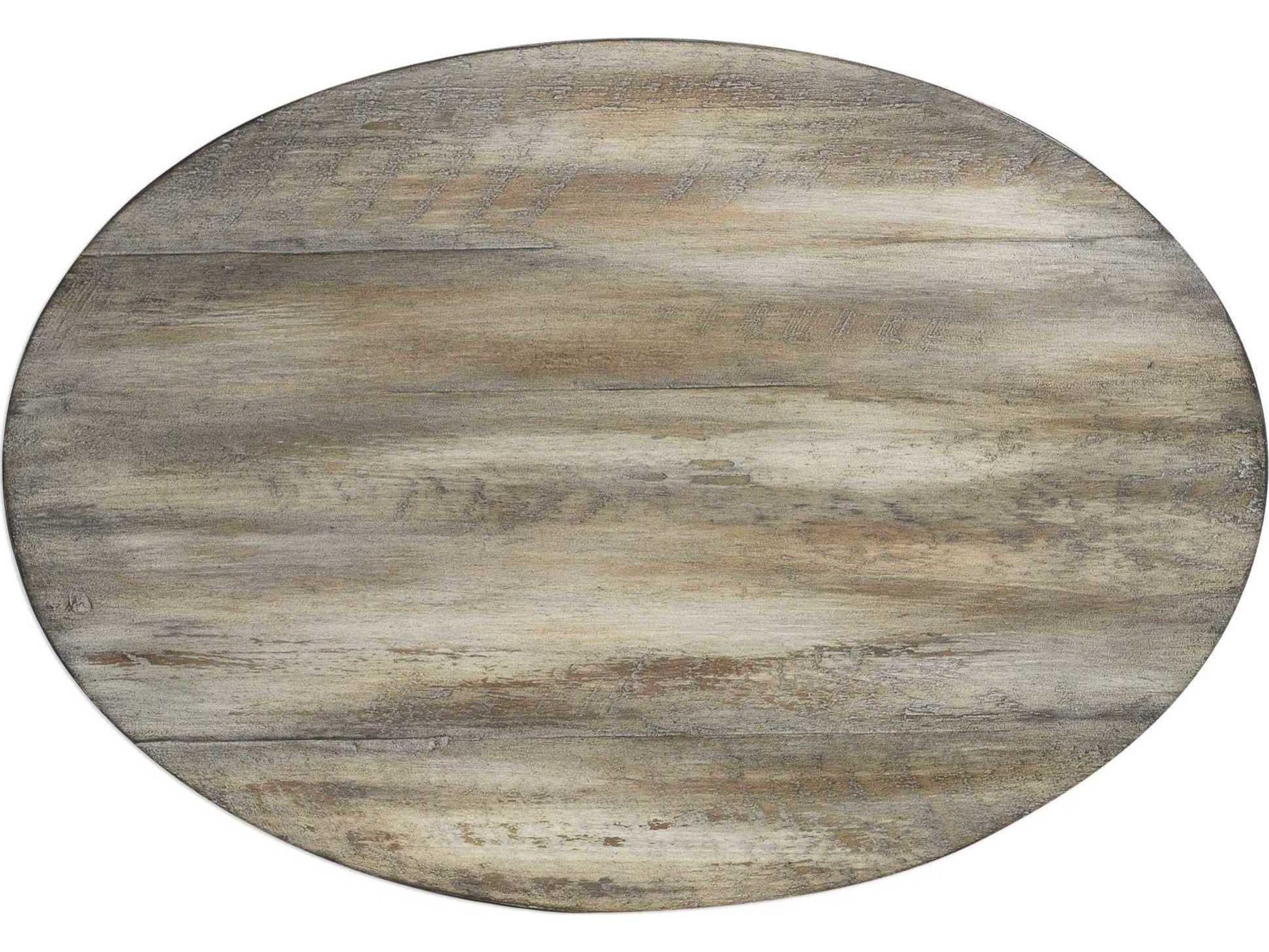 Uttermost Tauret Oval Wood Textured Aged Steel End Table