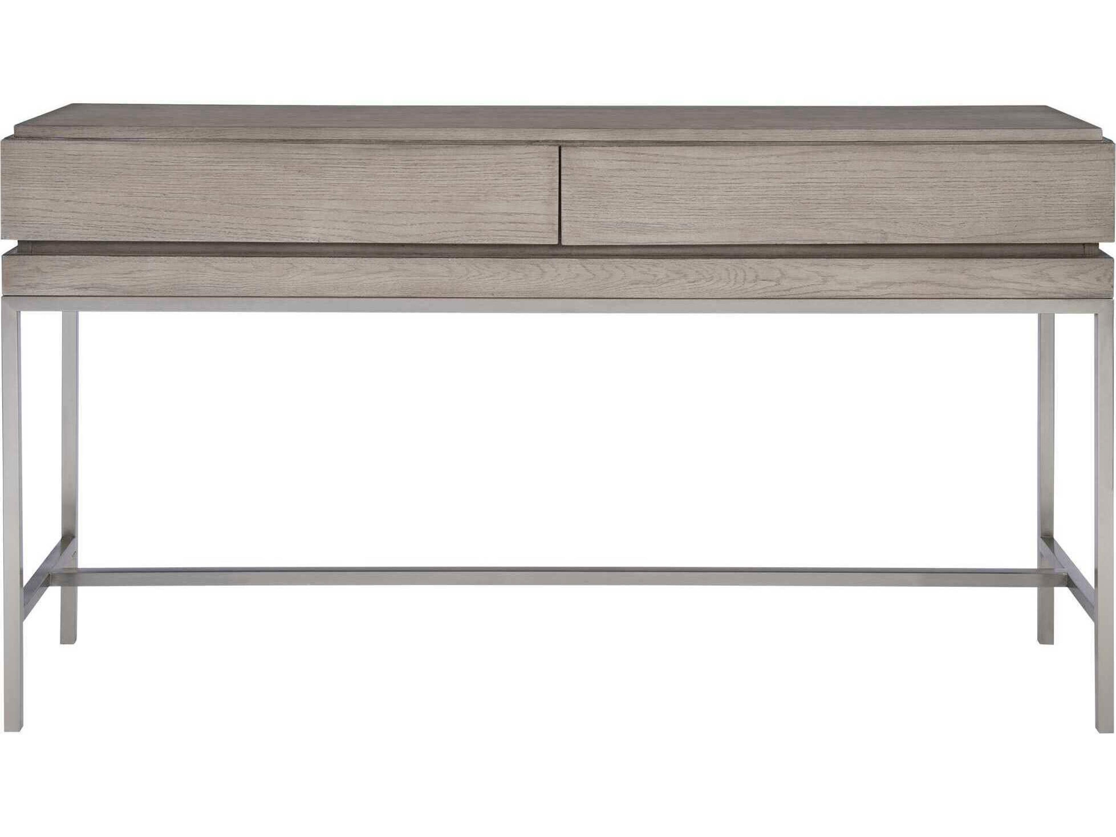 Uttermost Kamala Rectangular Wood Light Mushroom Gray Brushed Nickel Console Table