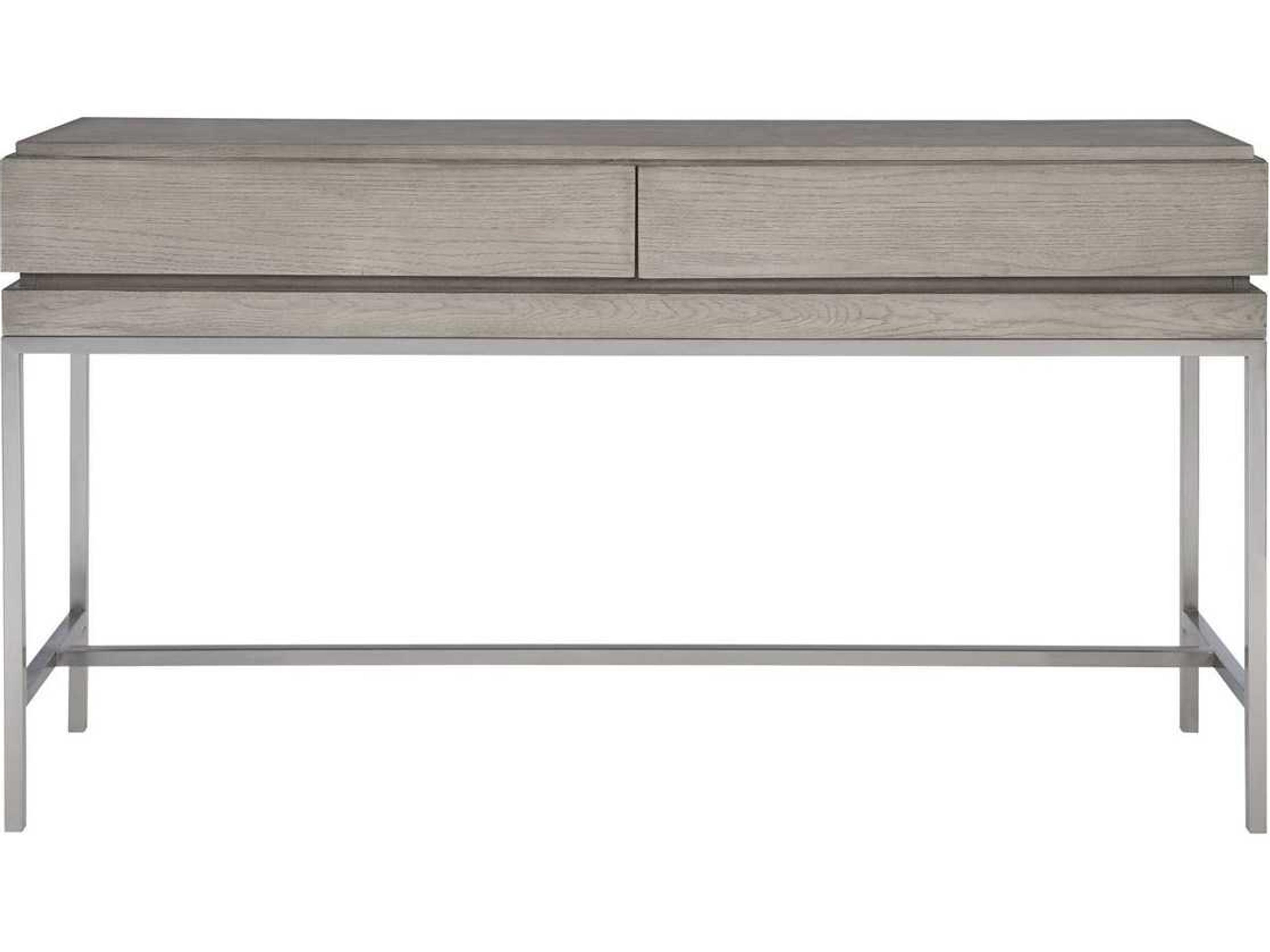 Uttermost Kamala Rectangular Wood Light Mushroom Gray Brushed Nickel Console Table