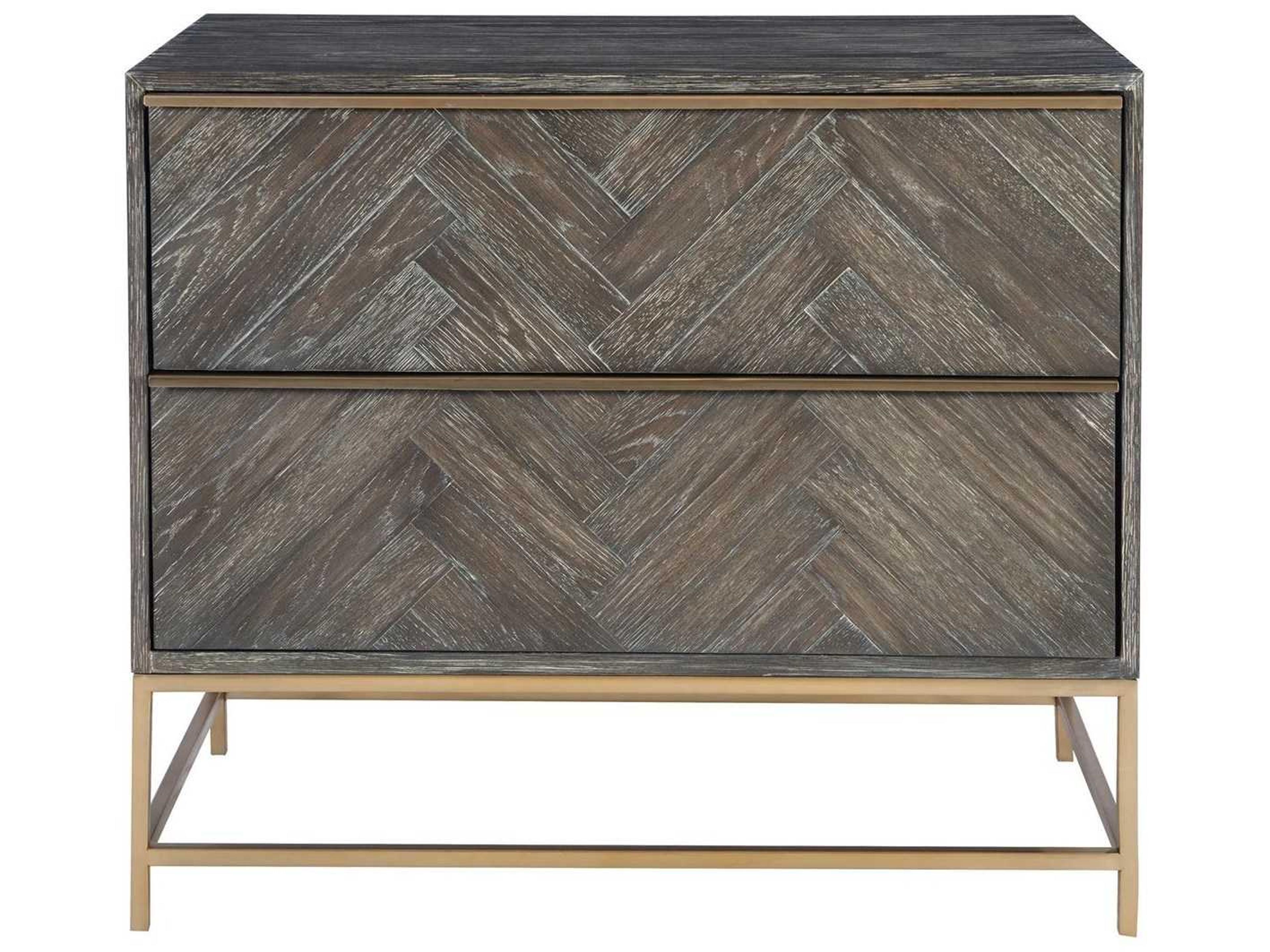 Armistead Dark Walnut Brushed Brass Gold Oak Wood Accent Chest