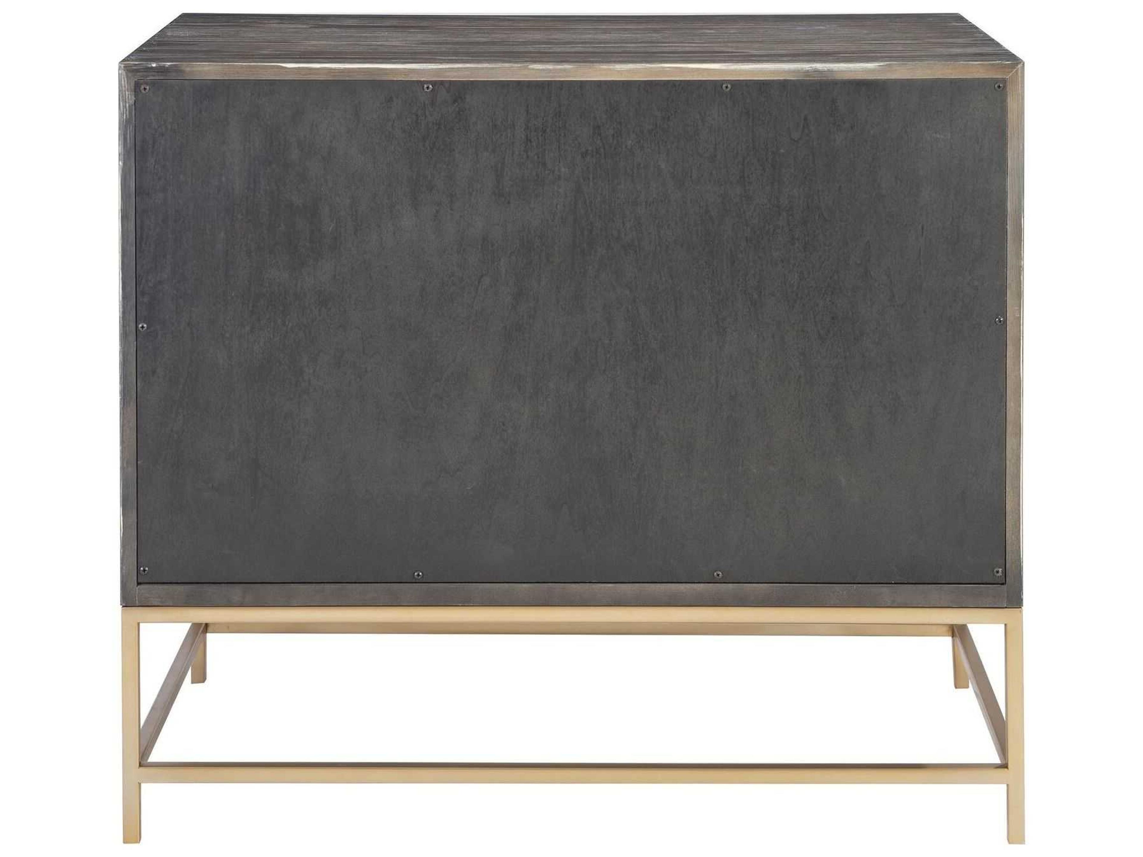 Uttermost Armistead Dark Walnut Brushed Brass Gold Oak Wood Accent Chest