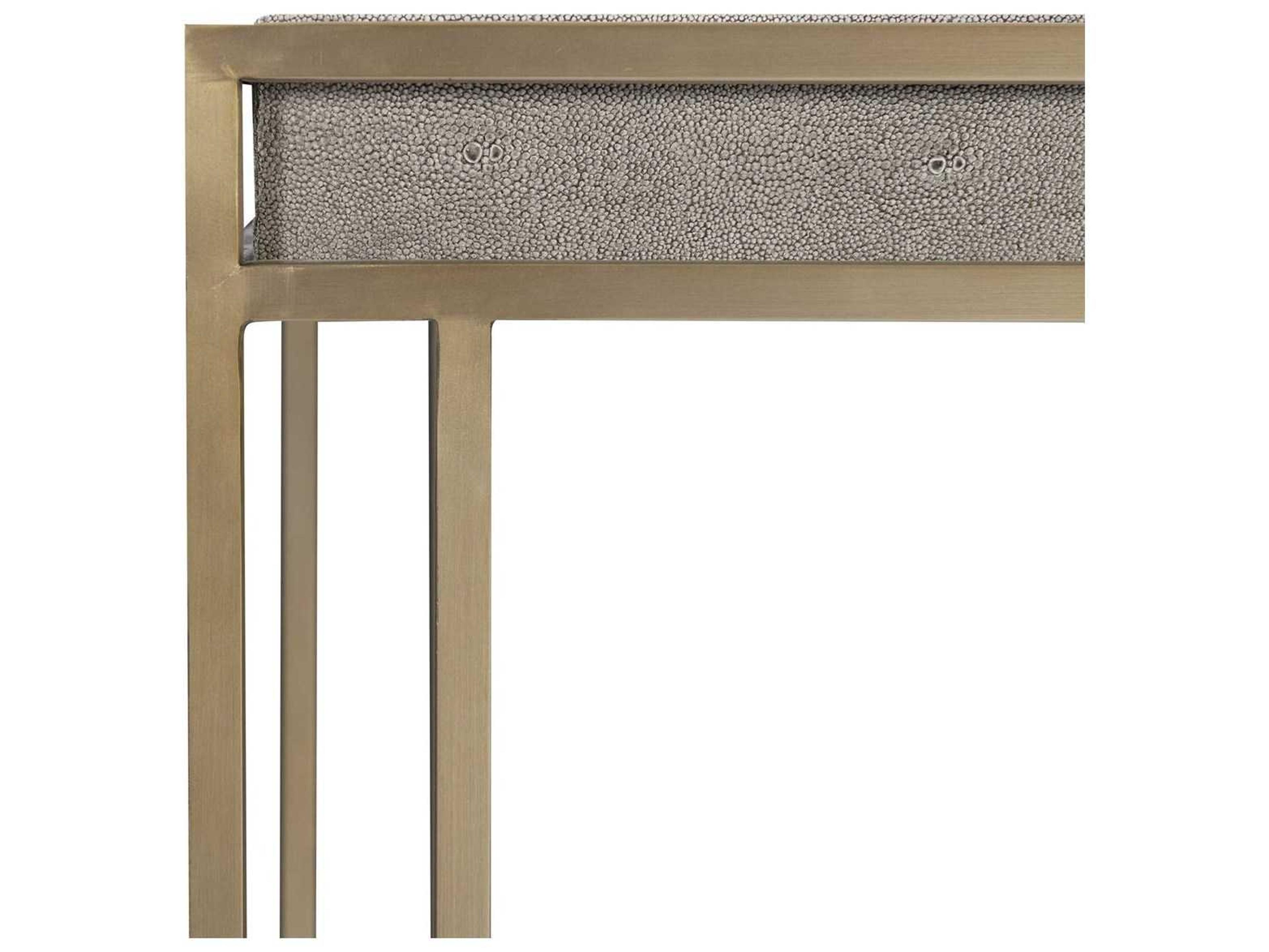 Uttermost Cardew Modern Rectangular Faux Leather Charcoal Gray Brushed Brass Console Table