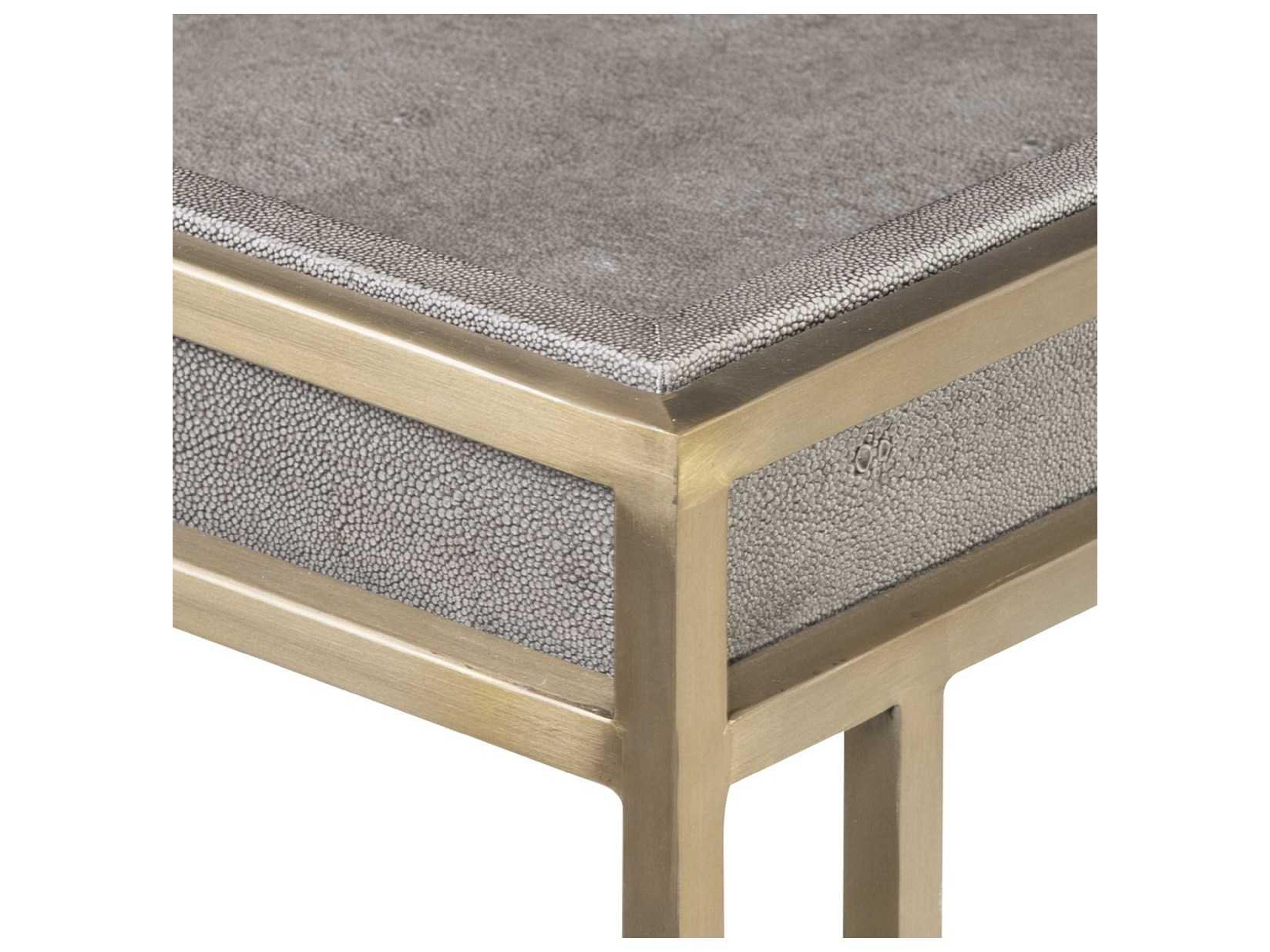 Uttermost Cardew Modern Rectangular Faux Leather Charcoal Gray Brushed Brass Console Table